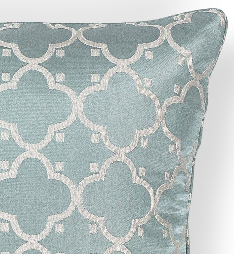 Elegant Square Light Blue Filigree Design Accent Pillow