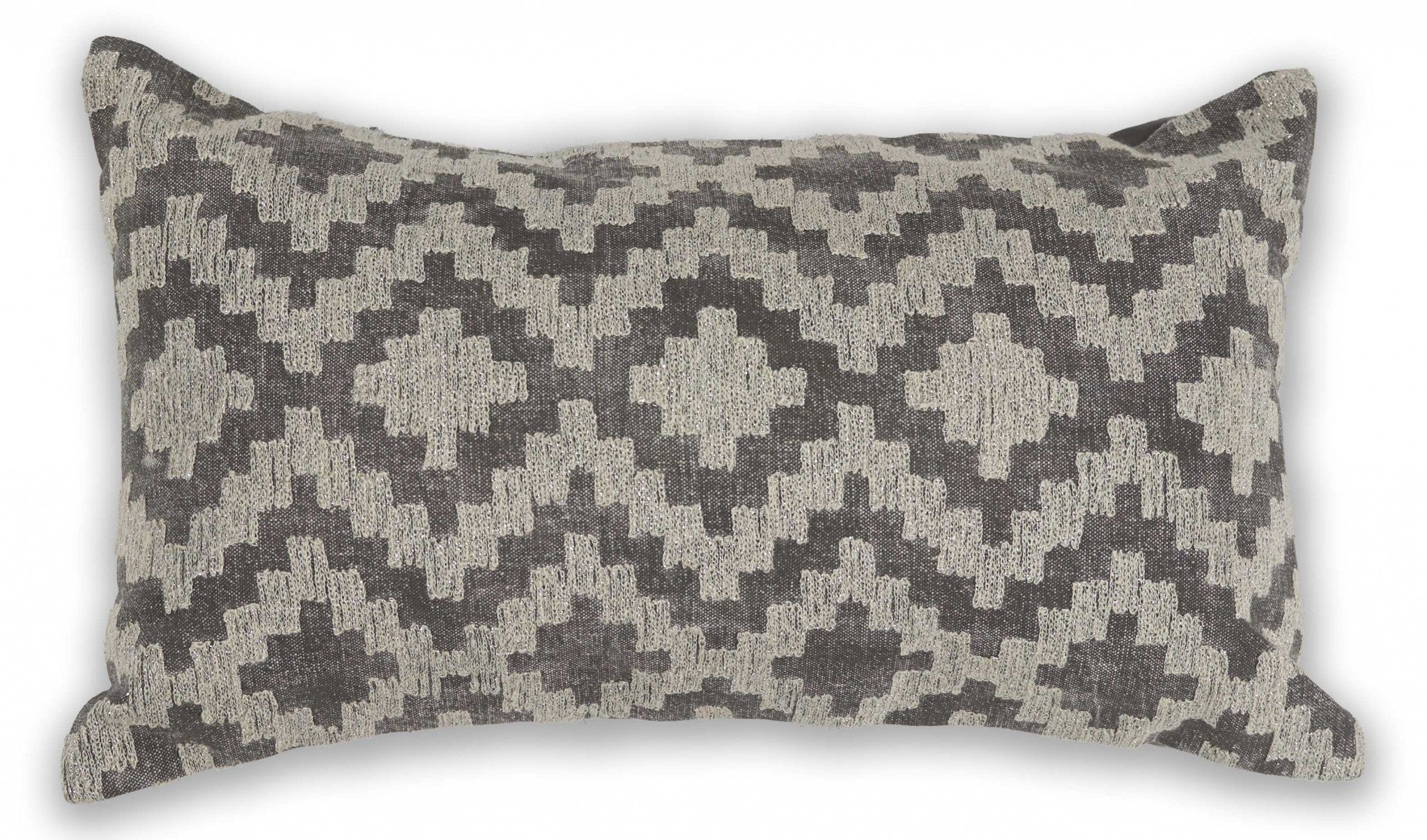 Casual Gray Zig Zag Lumbar Accent Pillow