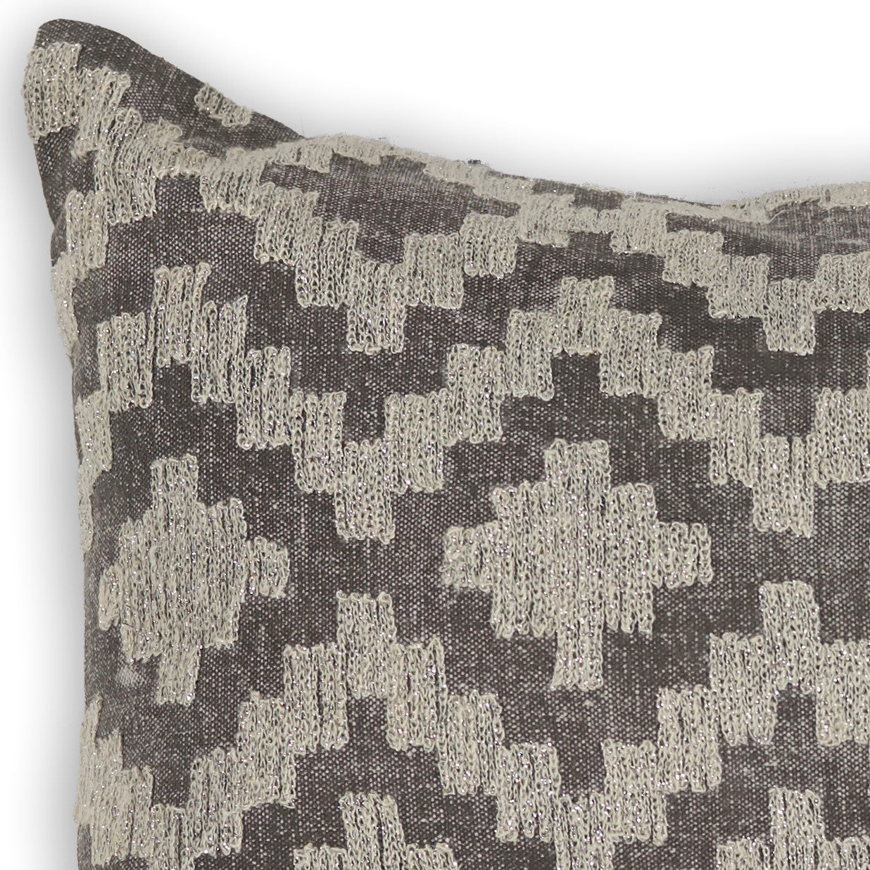 Casual Gray Zig Zag Lumbar Accent Pillow
