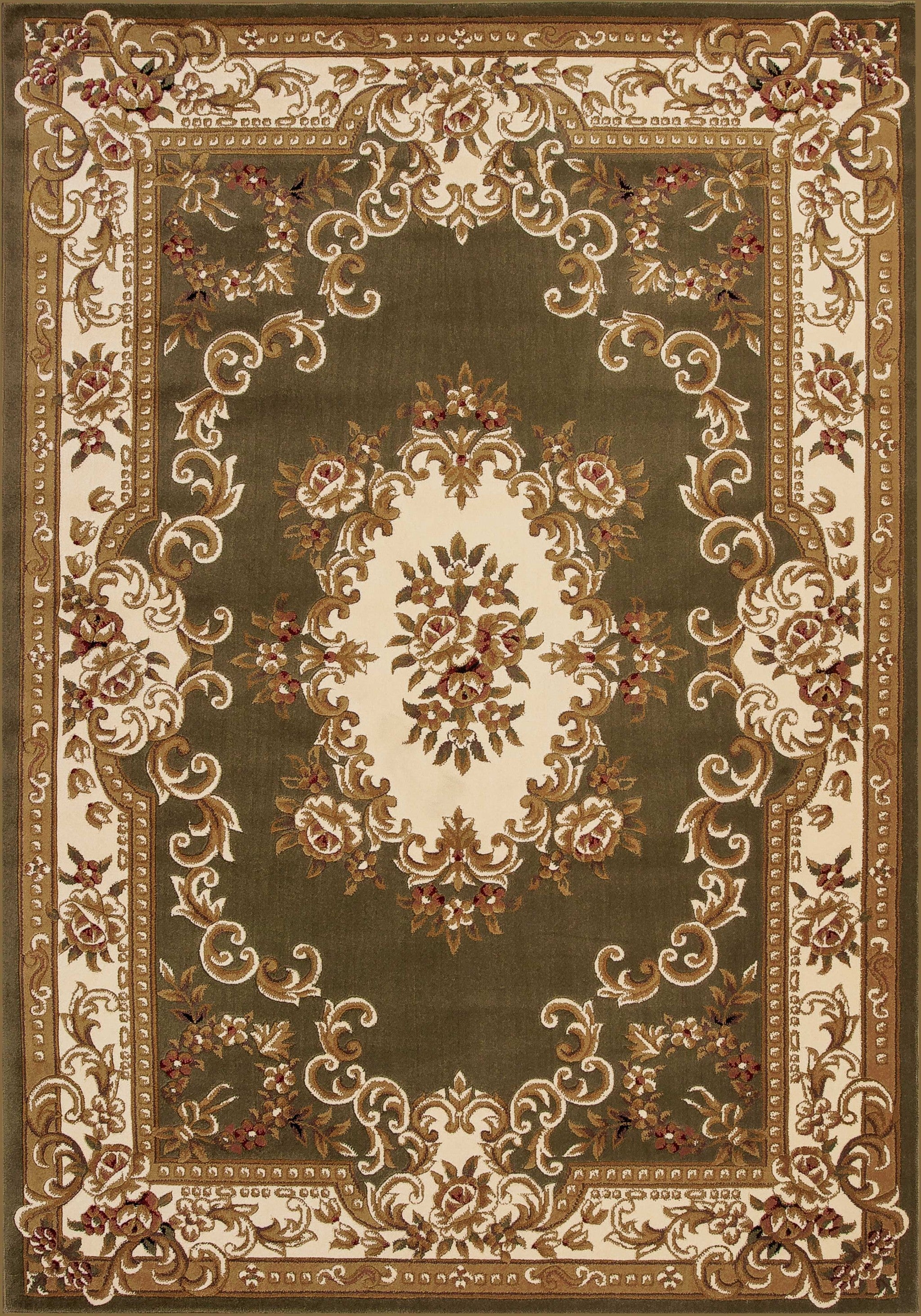 2' x 3' Polypropylene Greenor Ivory Area Rug