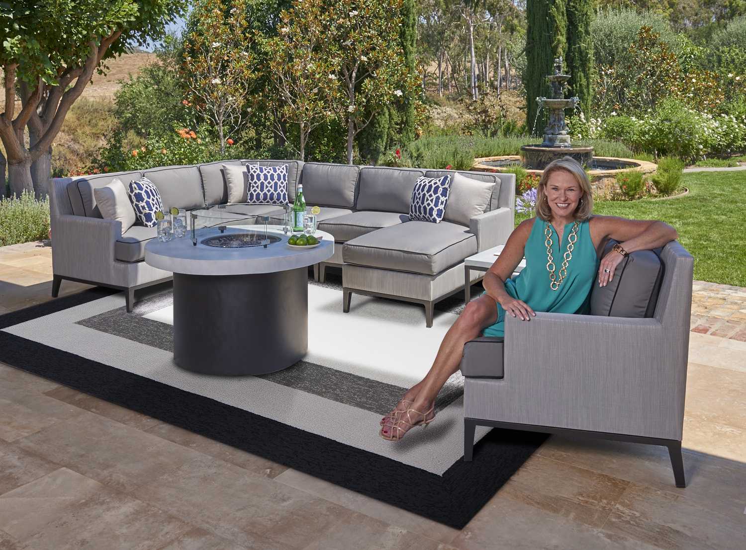 21" x 34" UV treated Polypropylene Charcoal Area Rug