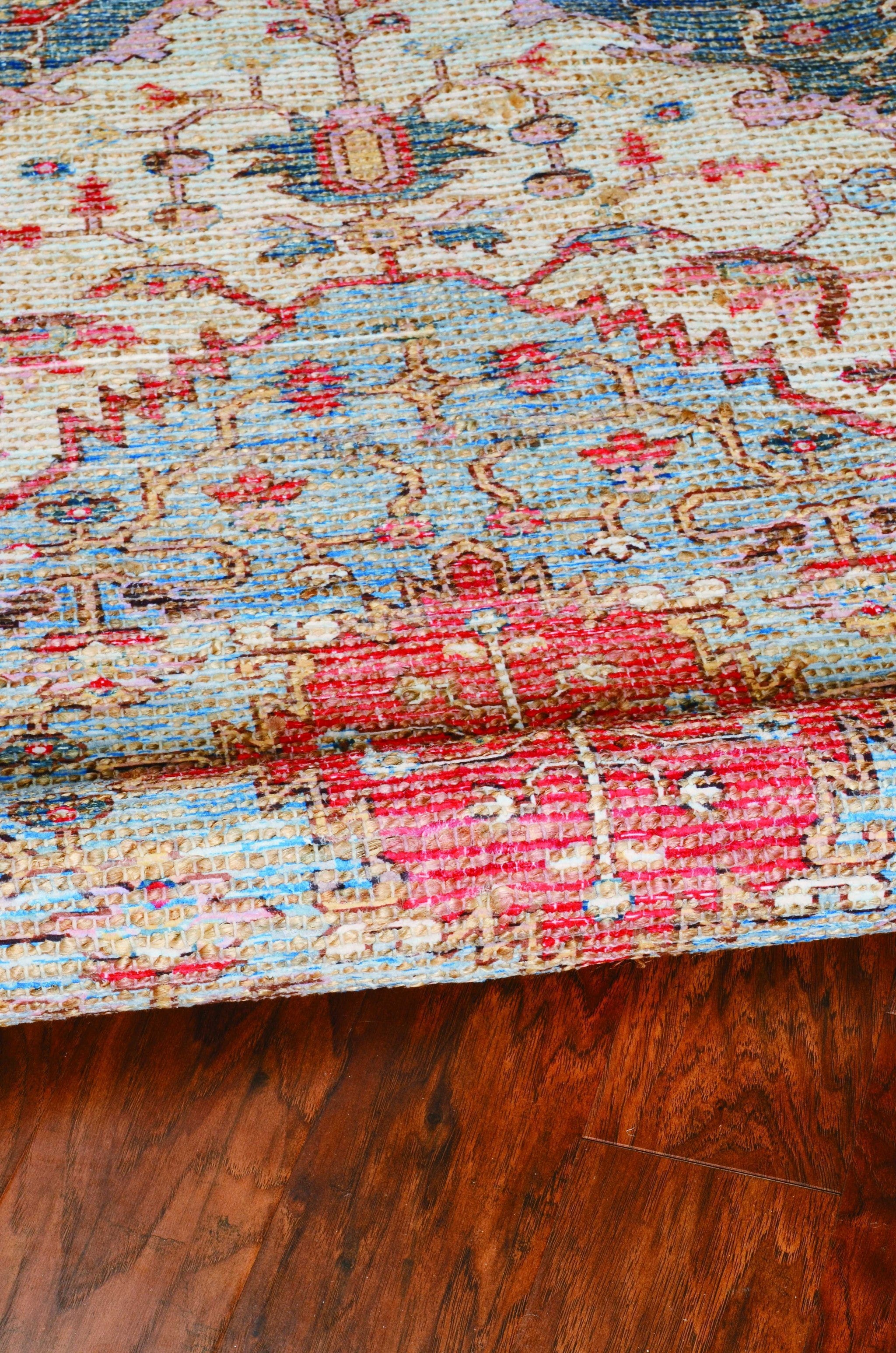 27" x 45" Jute Blue/Red Area Rug
