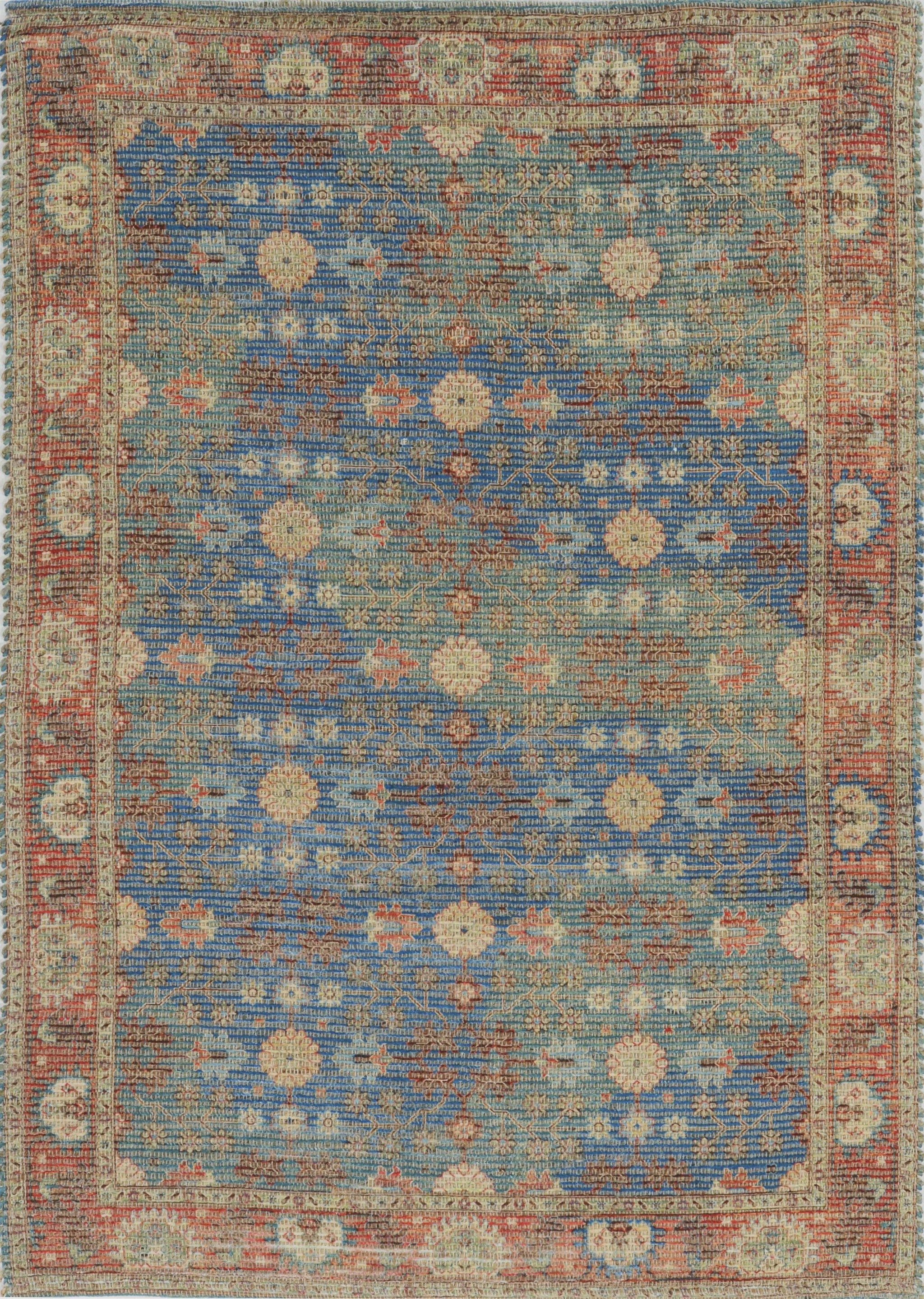 27" x 45" Jute Blue/Red Area Rug