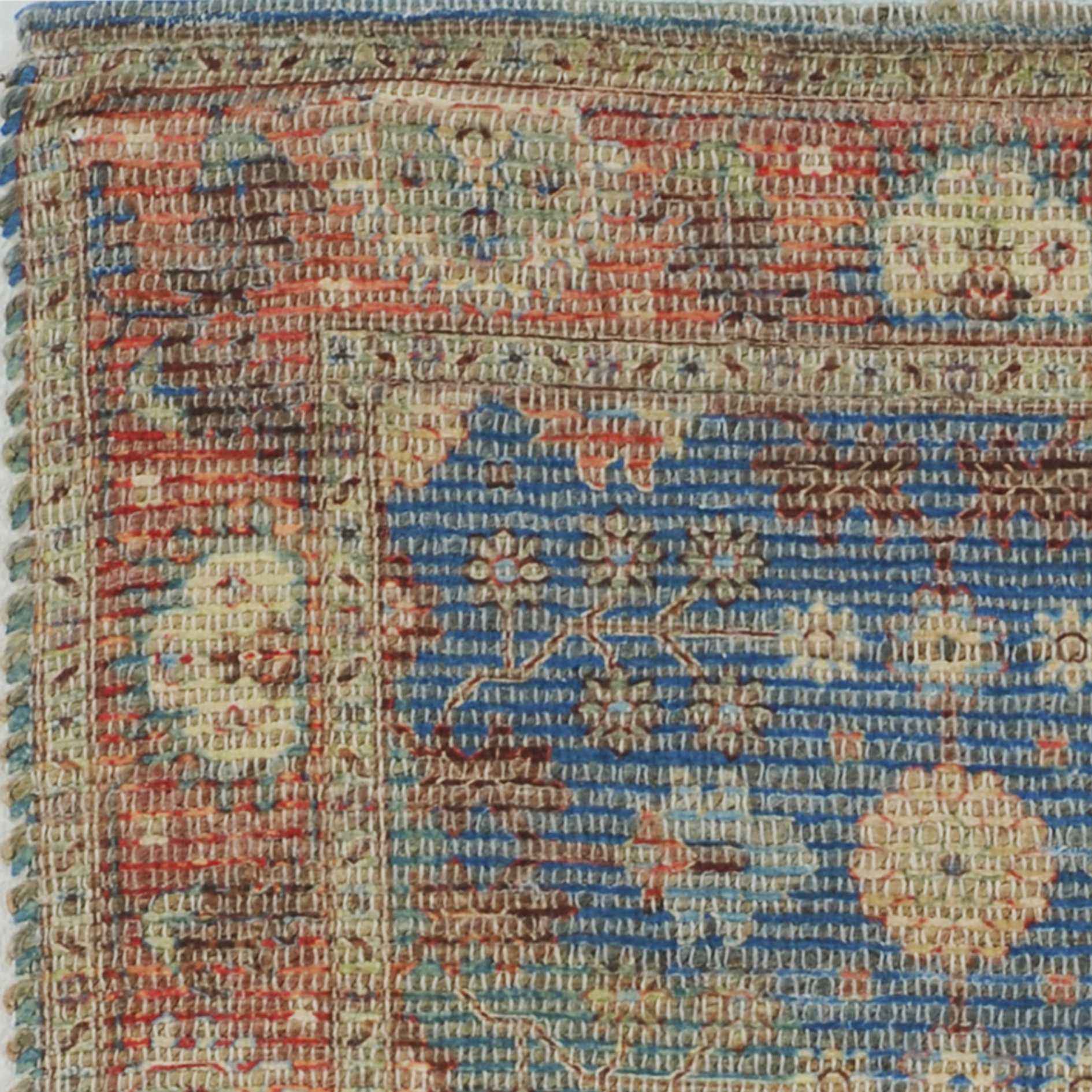 27" x 45" Jute Blue/Red Area Rug