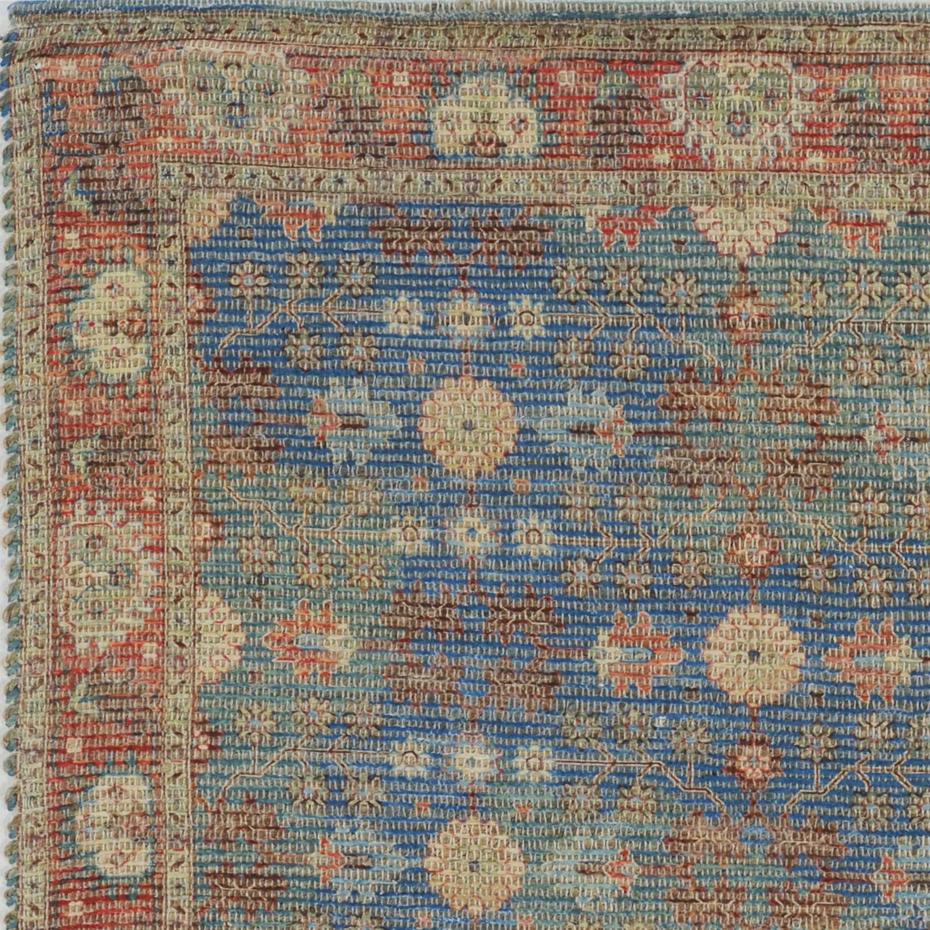 27" x 45" Jute Blue/Red Area Rug