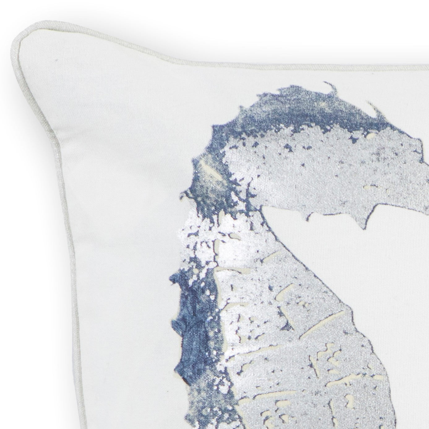 Square Tropical Seahorse White and Silver Accent Pillow