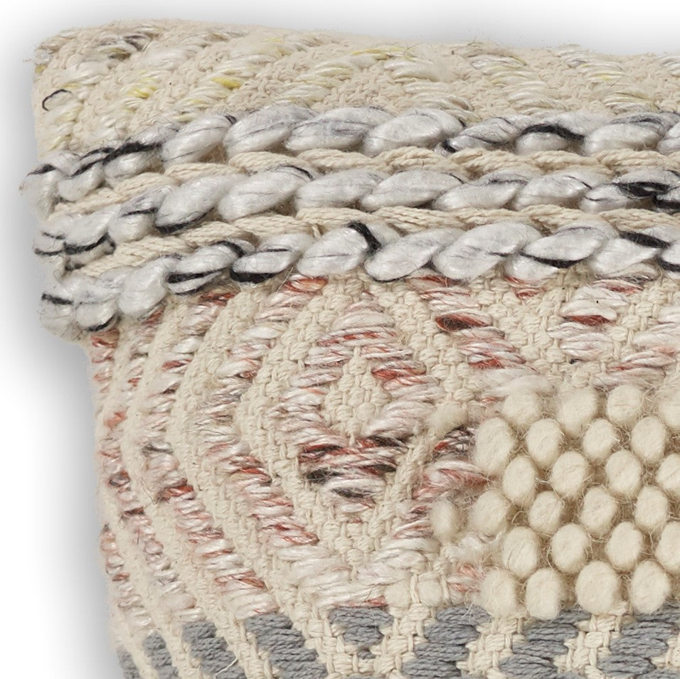 Casual Square Chunky Knit Nuetrals Wool Pillow