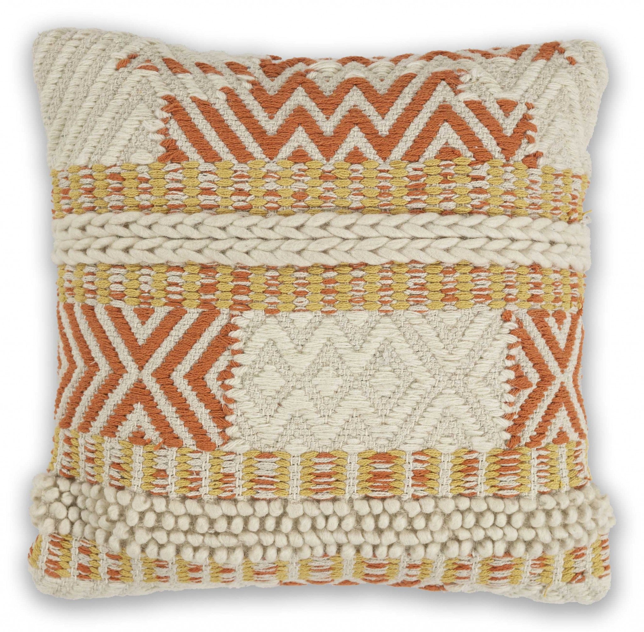 Casual Square Chunky Knit Spice Wool Pillow