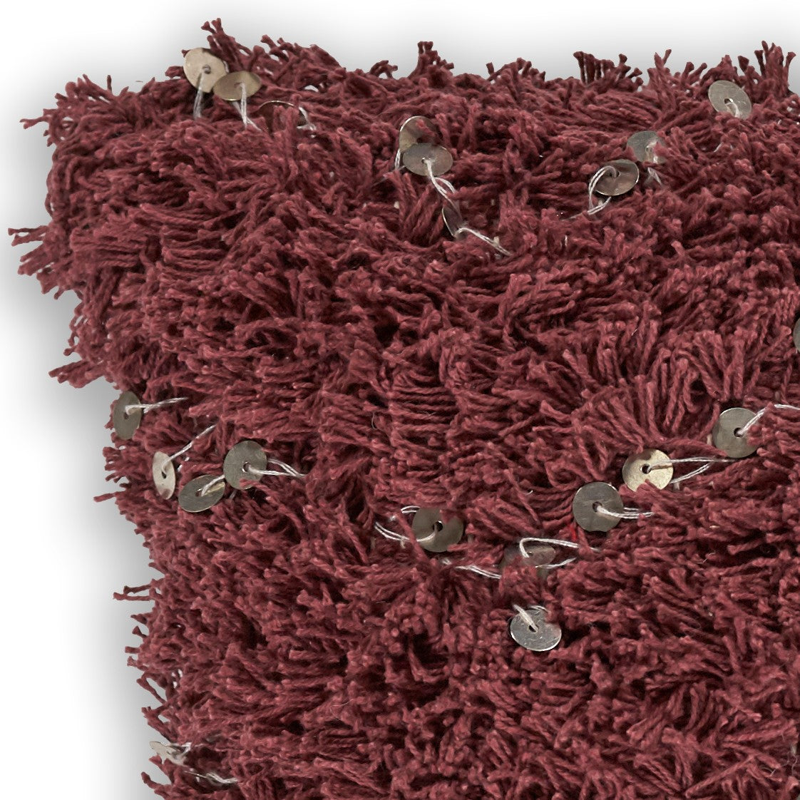 Casual Square Dark Mauve Shag Accent Pillow