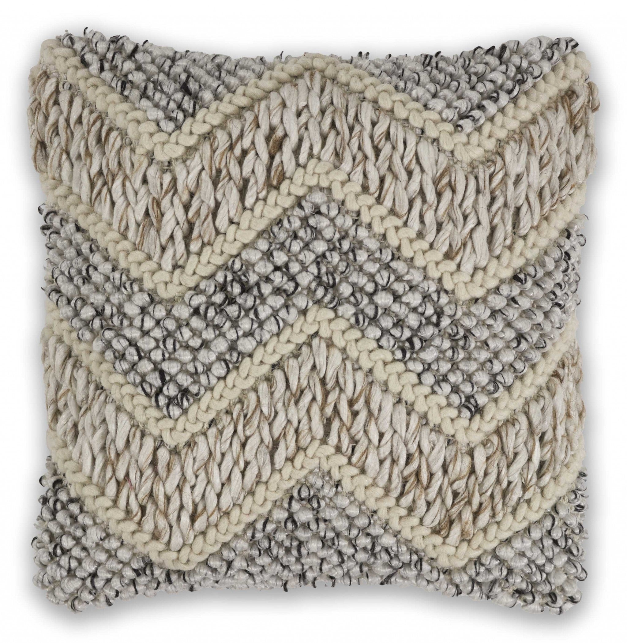 Square Chunky Knit Grey Chevron Accent Pillow