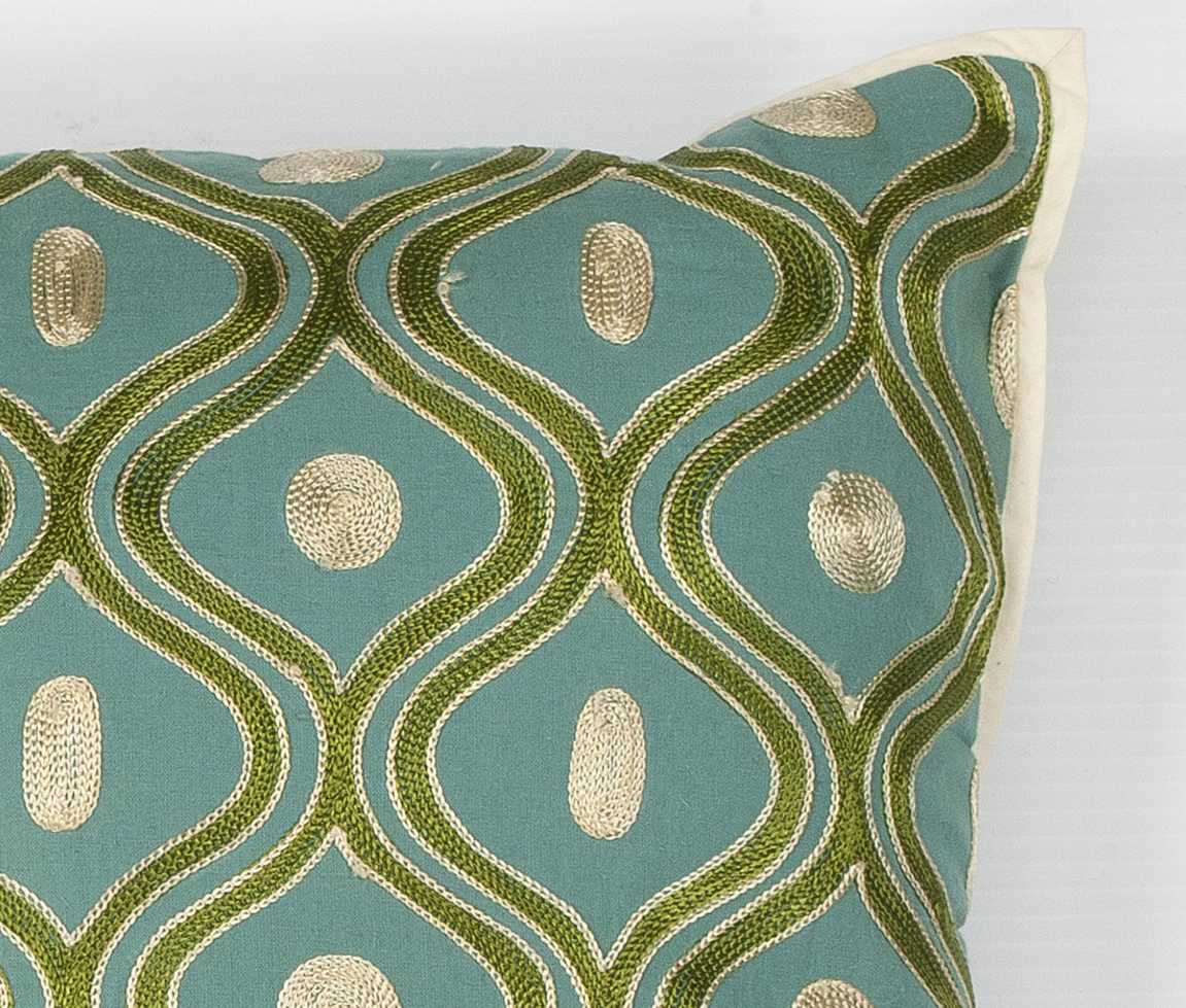 Elegant Square Teal and Gold Accent Pillow