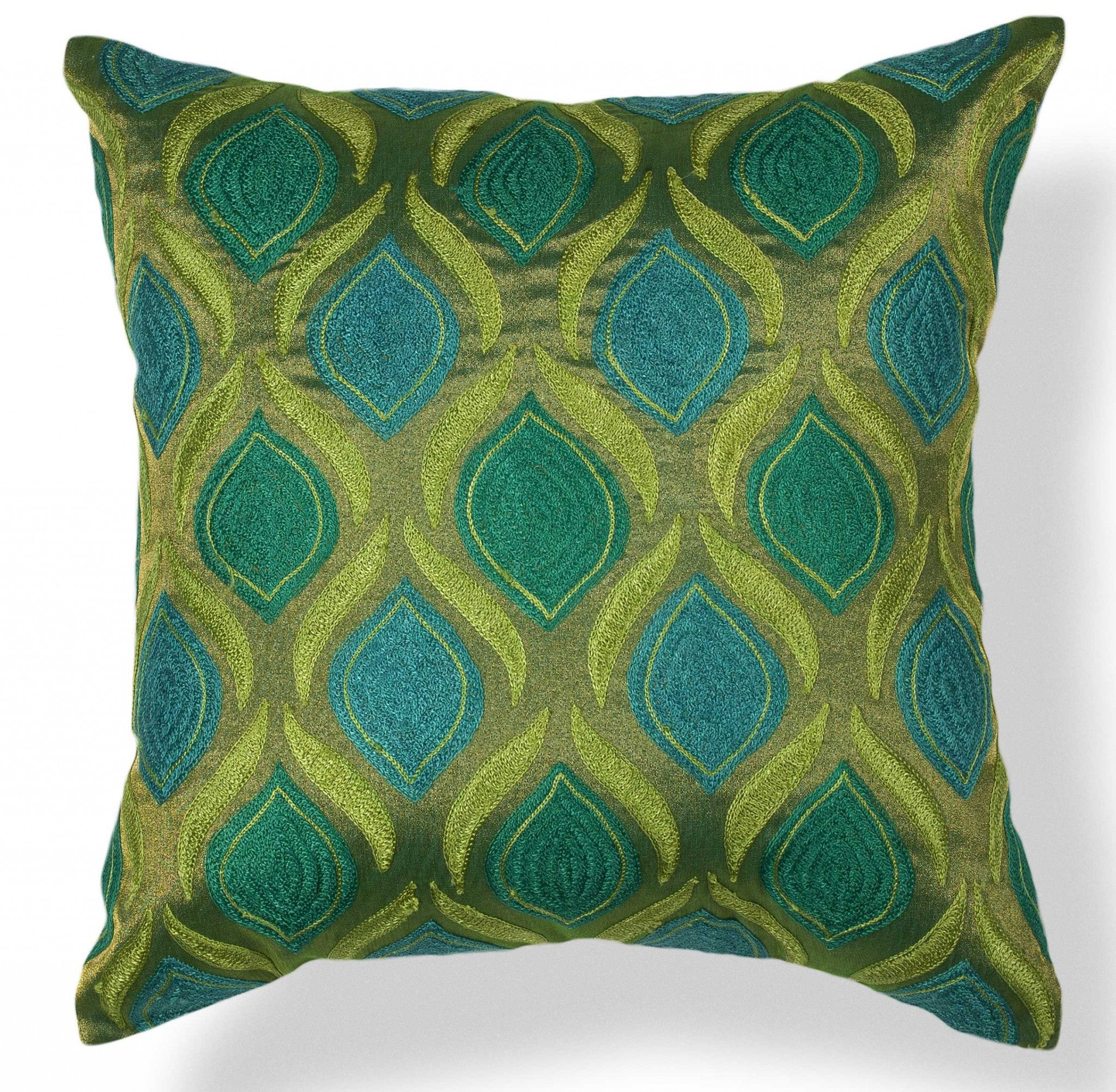 18" x 18" Polyester Teal or  Green Pillow
