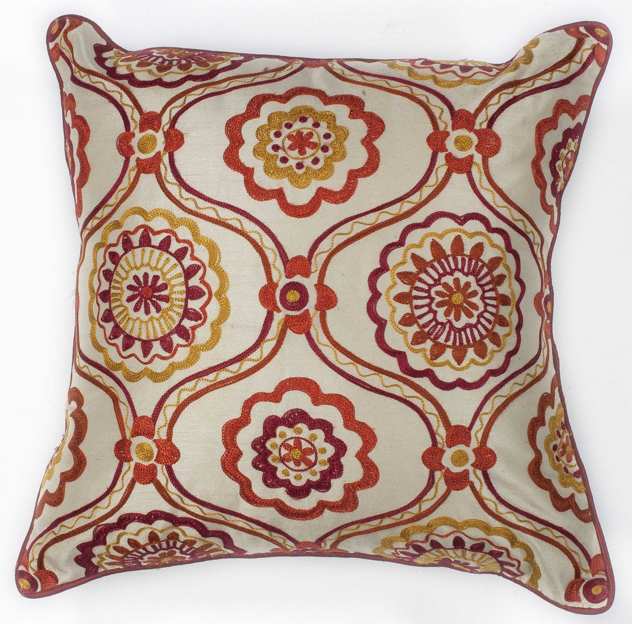 Elegant Square Orange Red Design Accent Pillow