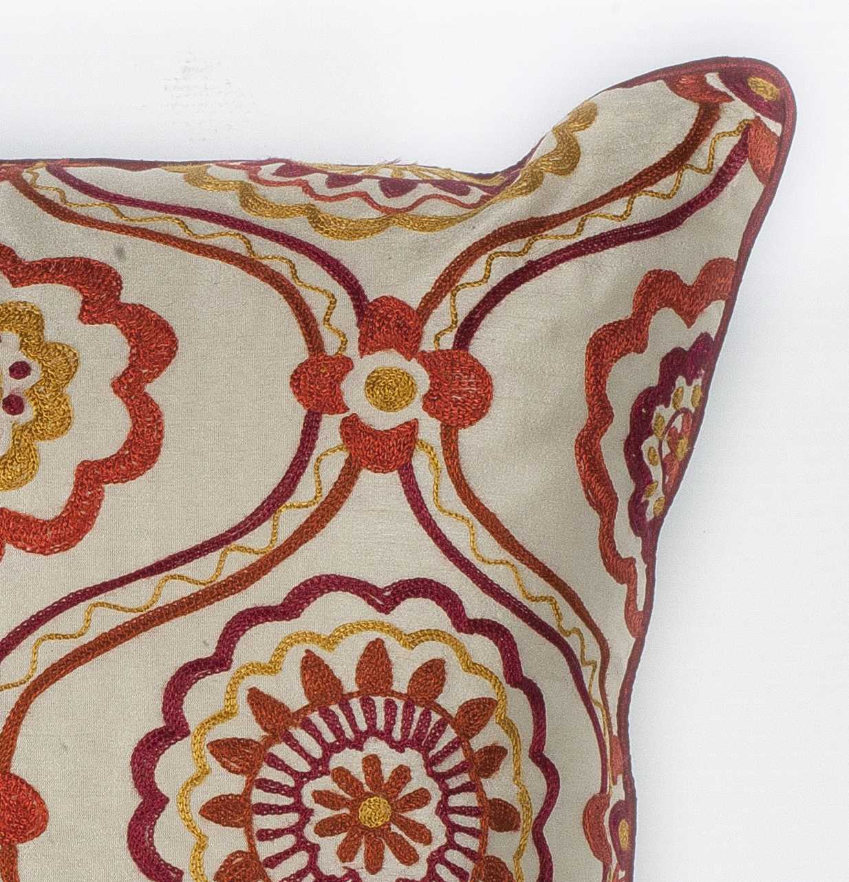 Elegant Square Orange Red Design Accent Pillow