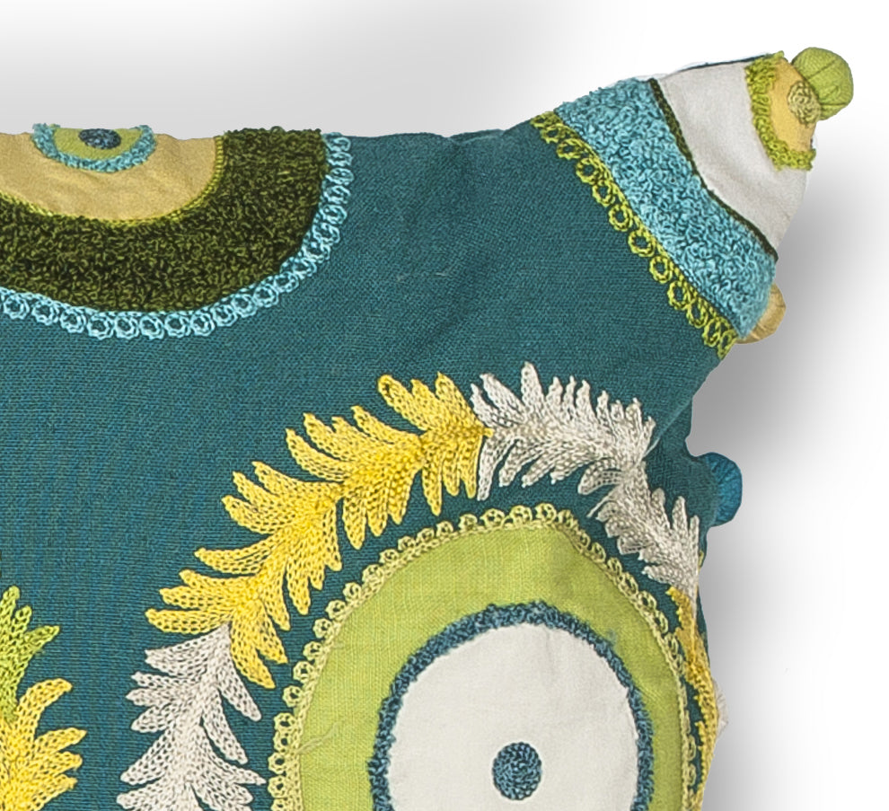 Vibrant Blue Green Circles Lumbar Accent Pillow