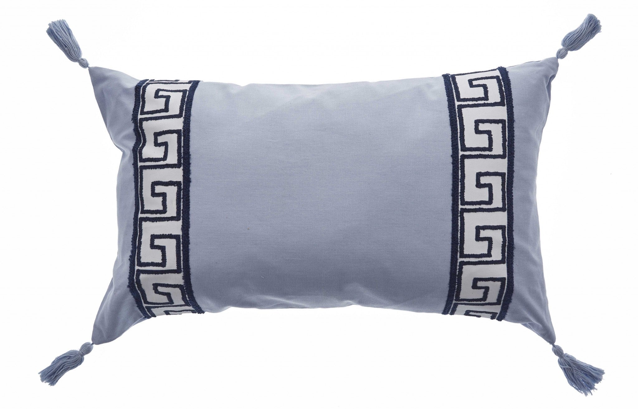 Elegant Smoke Gray Greek Key Lumbar Accent Pillow