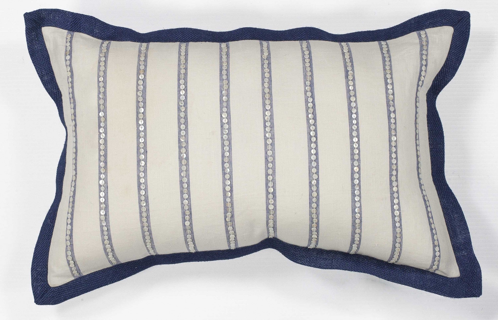 Elegant Nautical Sequin Stripes Lumbar Accent Pillow