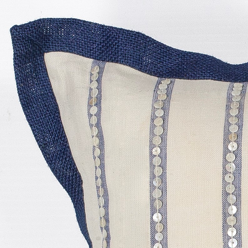 Elegant Nautical Sequin Stripes Lumbar Accent Pillow