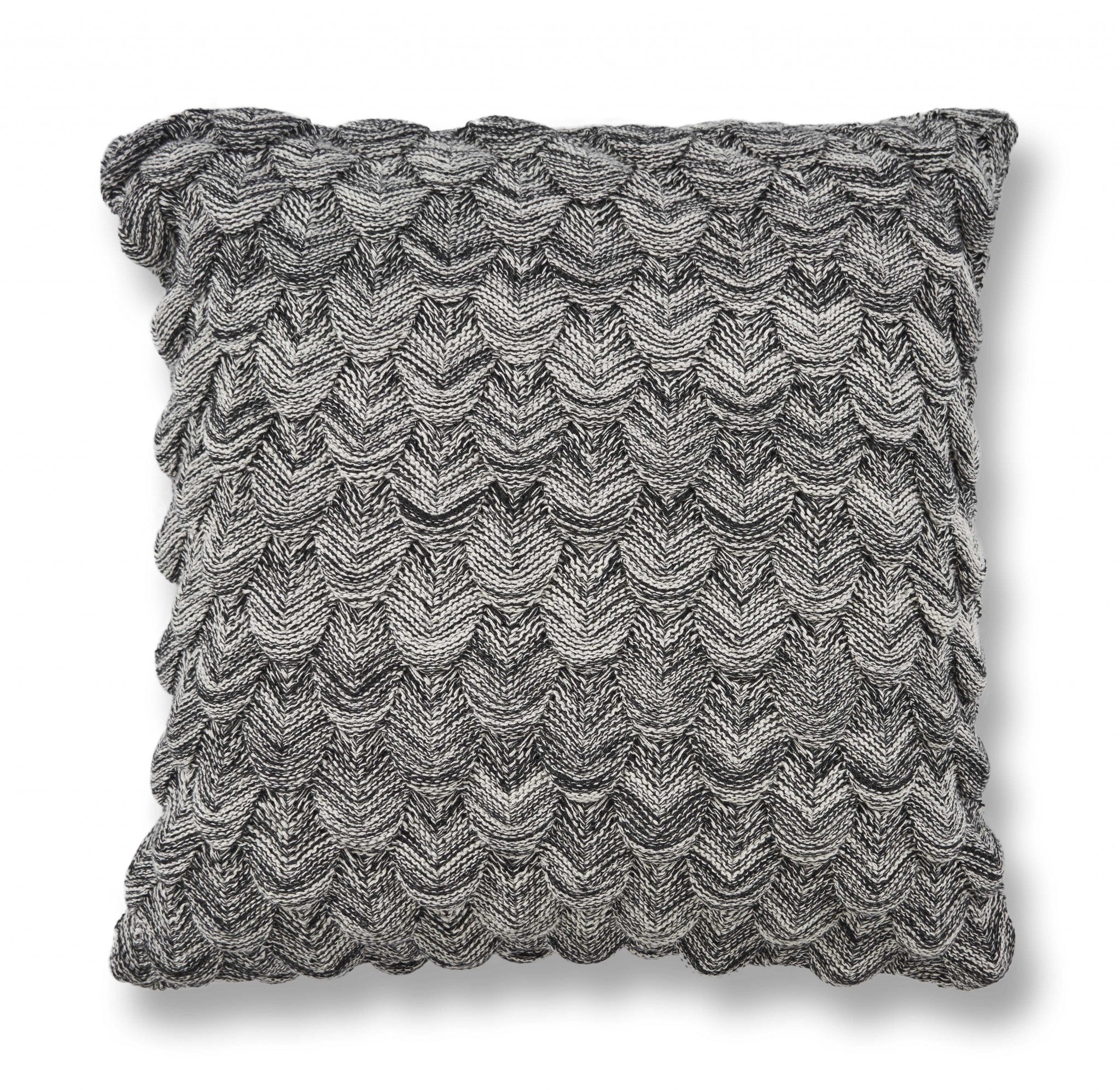 Casual Square Chunky Weave Black and White Pillow