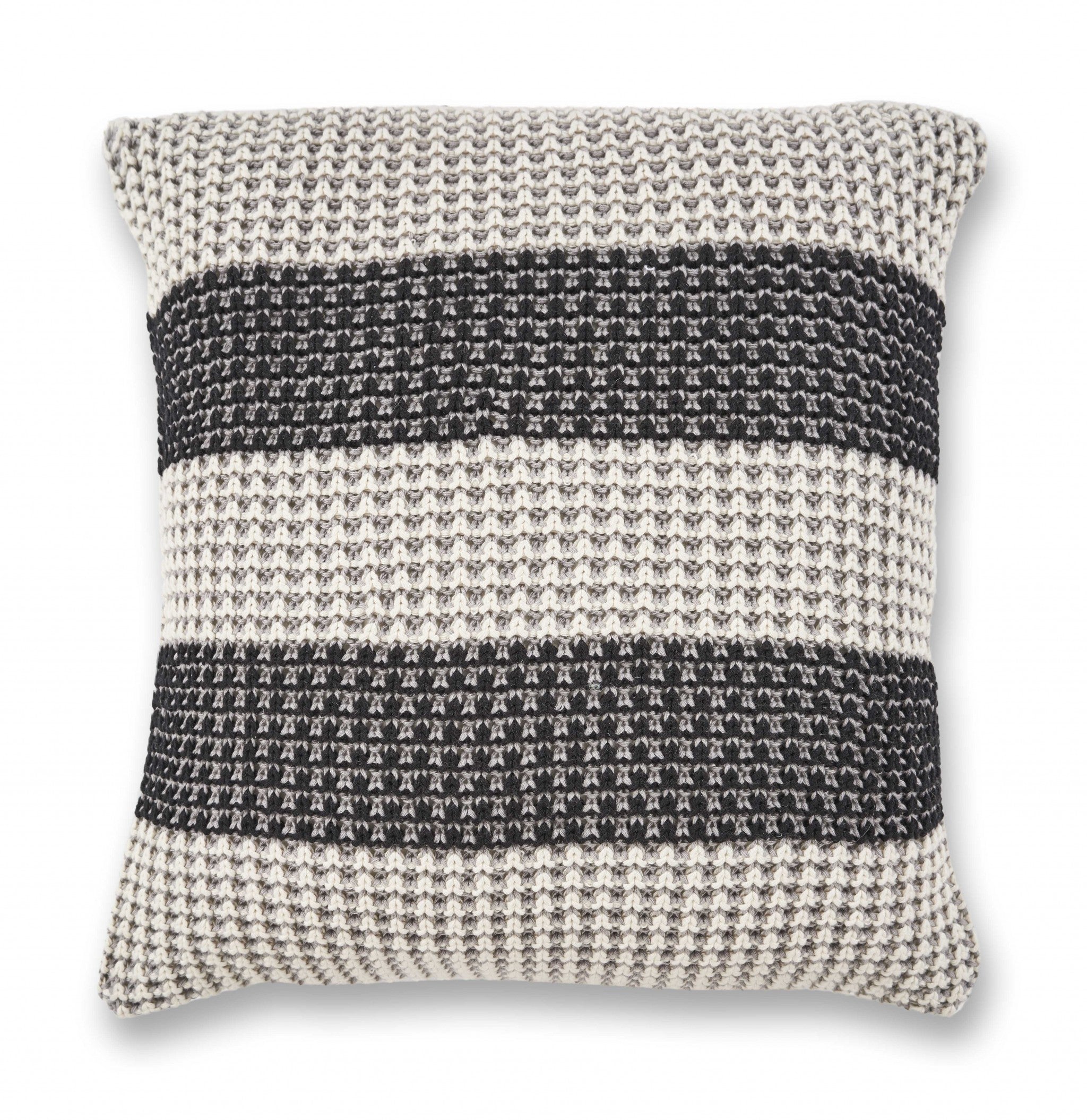 Casual Square Gray and Black Stripe Accent Pillow