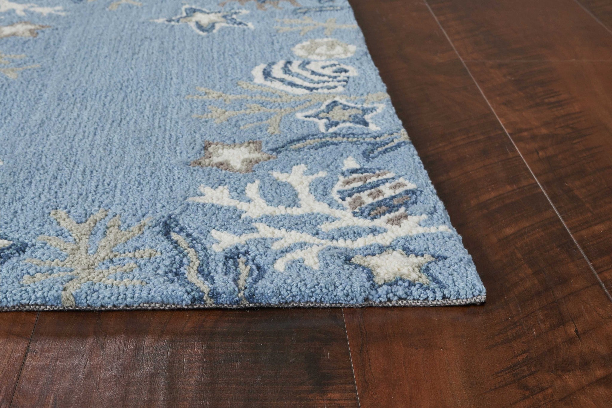 27" X 45" Polyester Sea Blue Area Rug