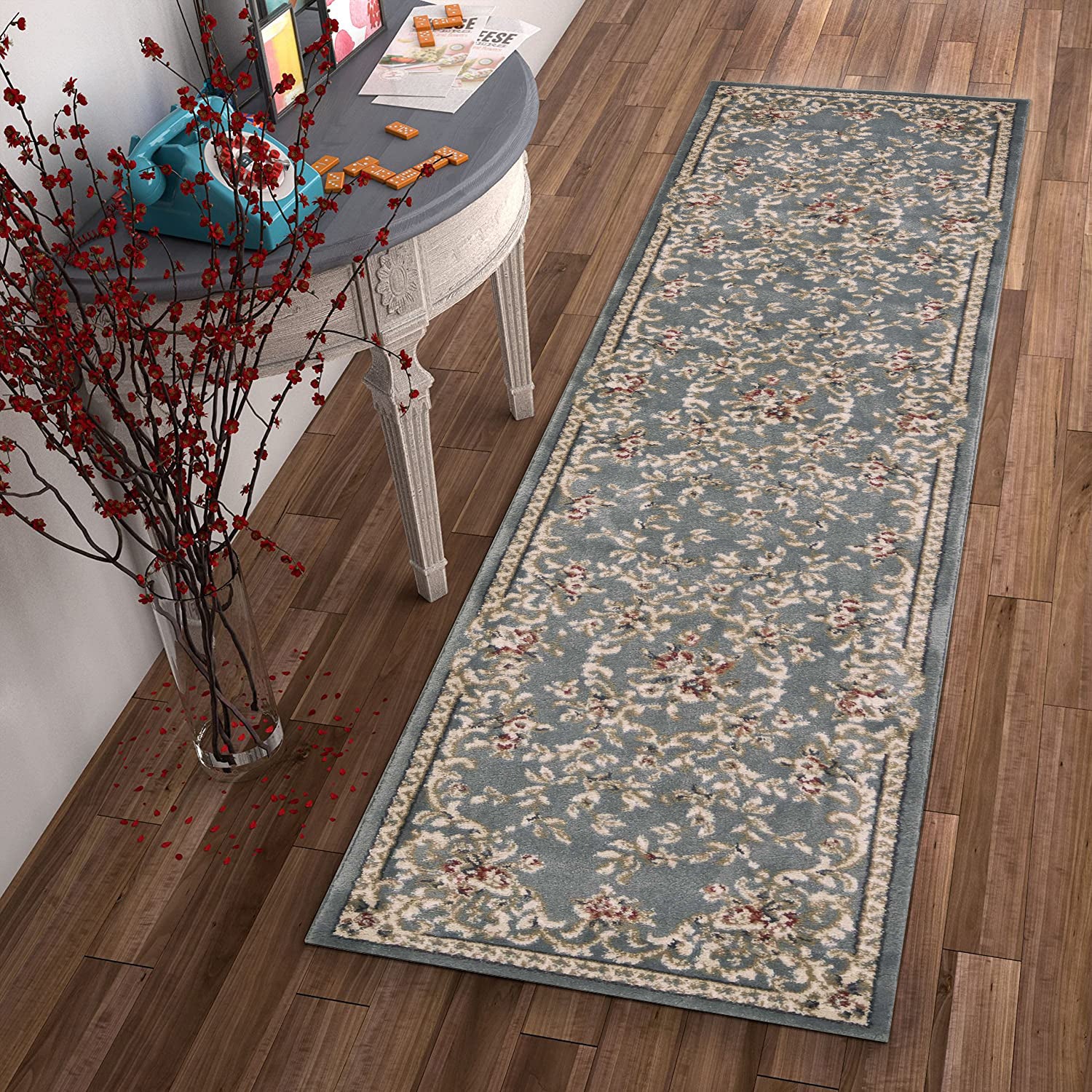 2' x 7' Runner Polypropylene Slate Blue Area Rug