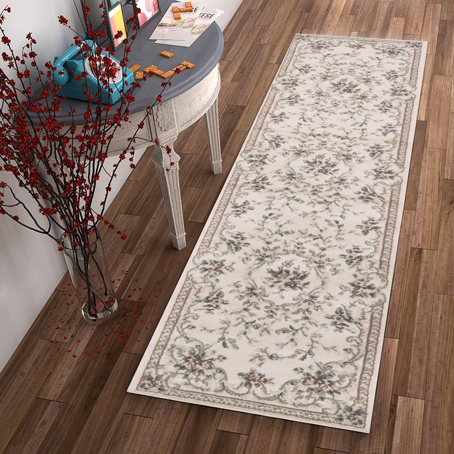 2' x 7' Runner Polypropylene Ivory Area Rug