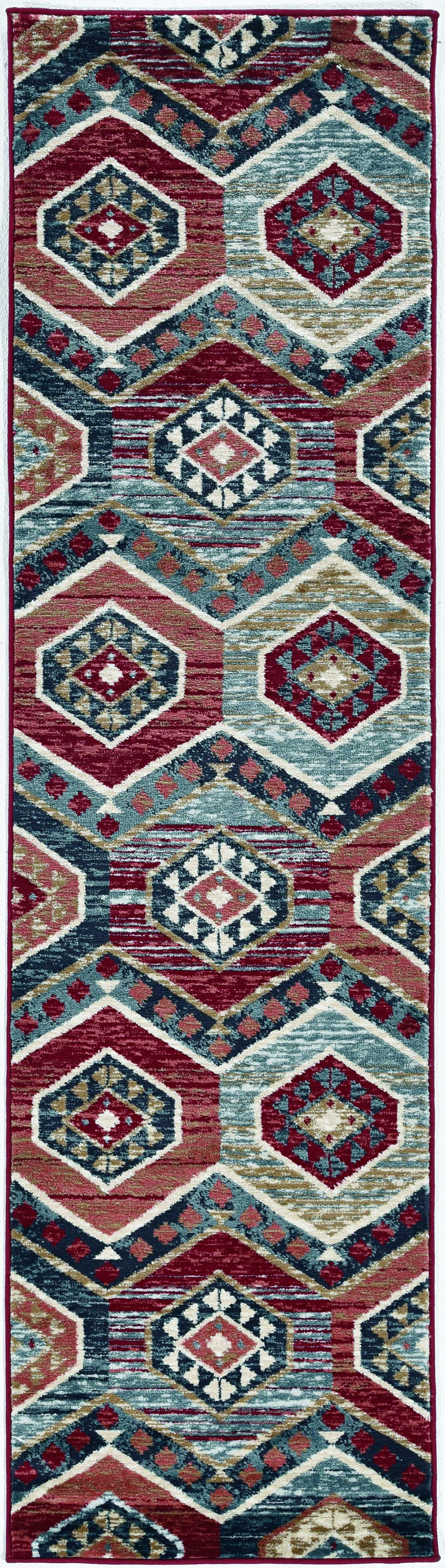 2' x 7' Runner Polypropylene Red Area Rug