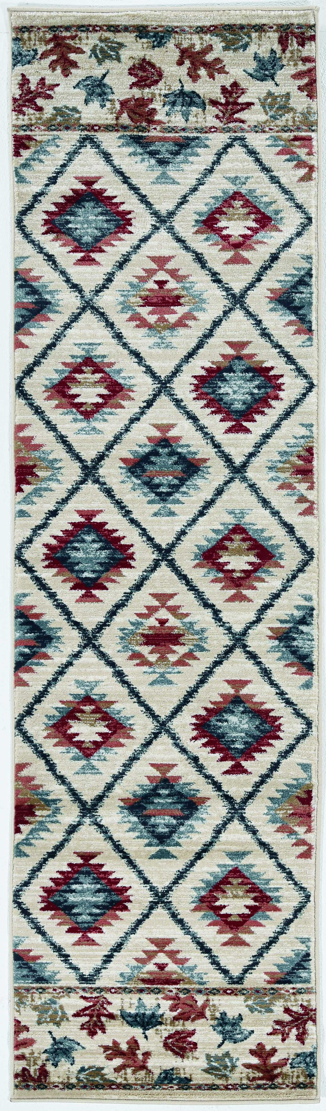 2' x 7' Runner Polypropylene Ivory Area Rug