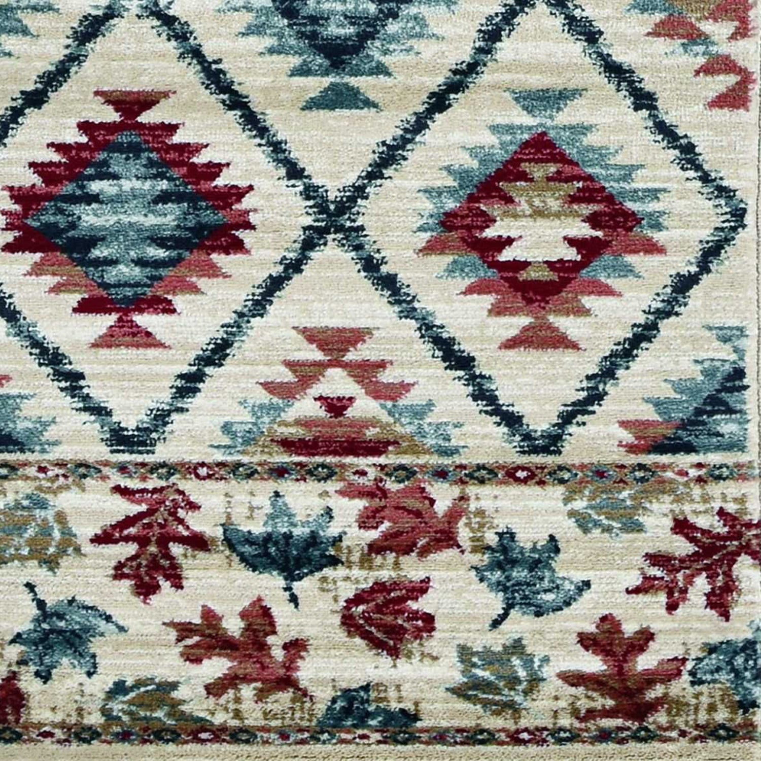 2' x 7' Runner Polypropylene Ivory Area Rug