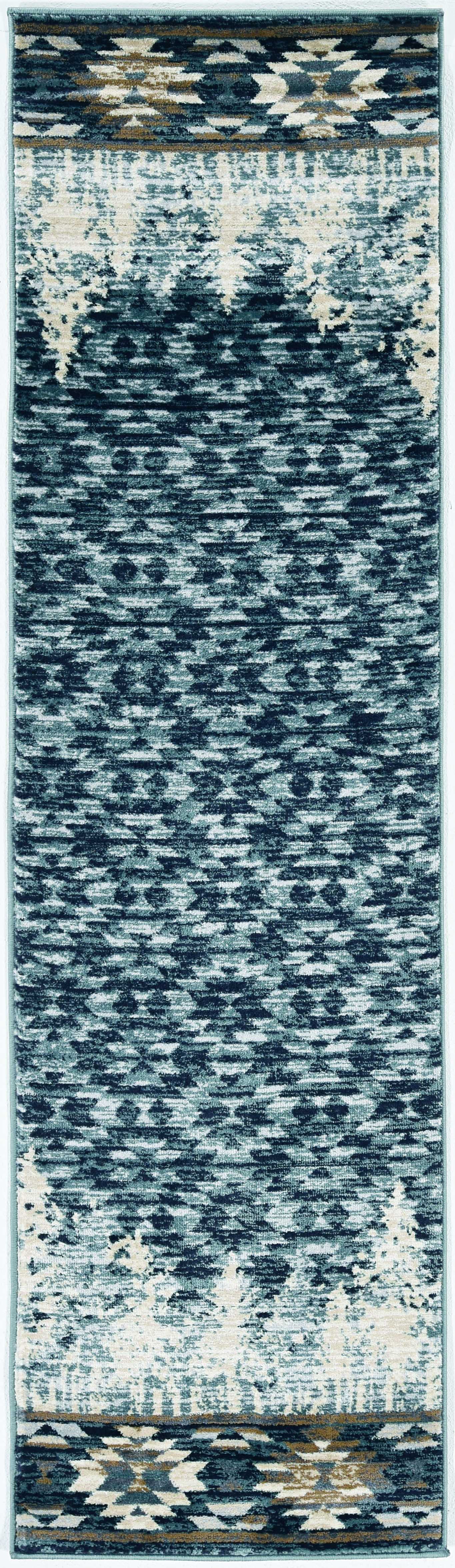 2' x 7' Runner Polypropylene Slate Blue Area Rug