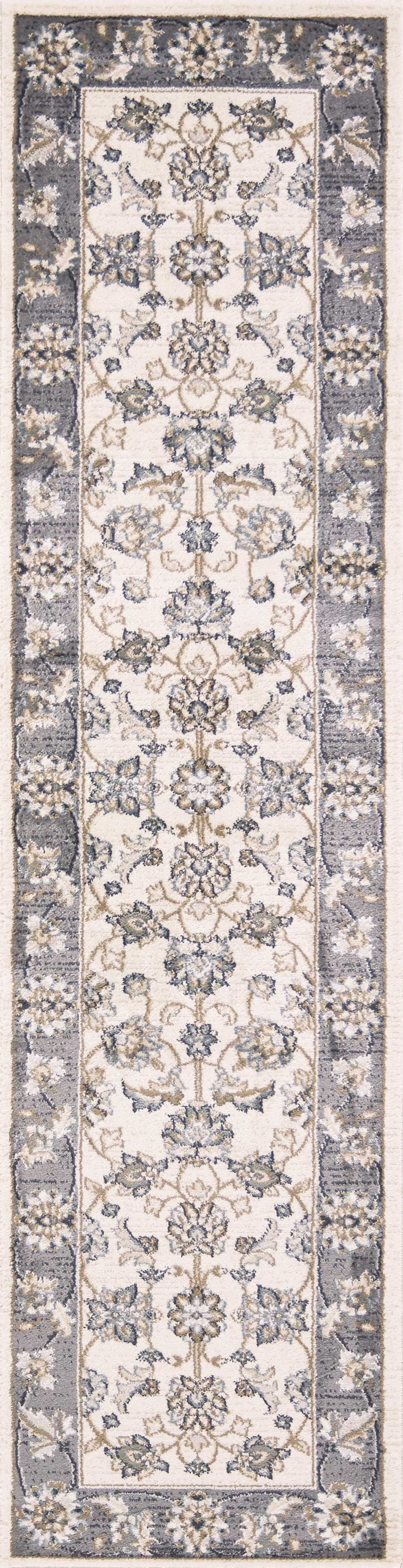 2' x 7' Runner Polypropylene Ivory or Grey Area Rug