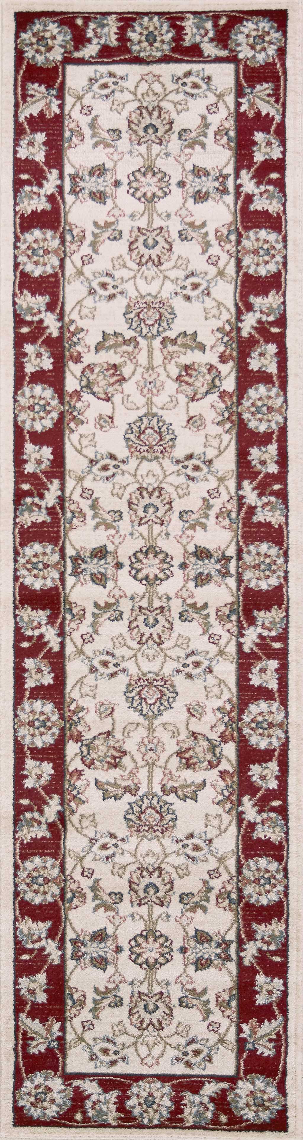 2' x 7' Runner Polypropylene Ivory or Red Area Rug