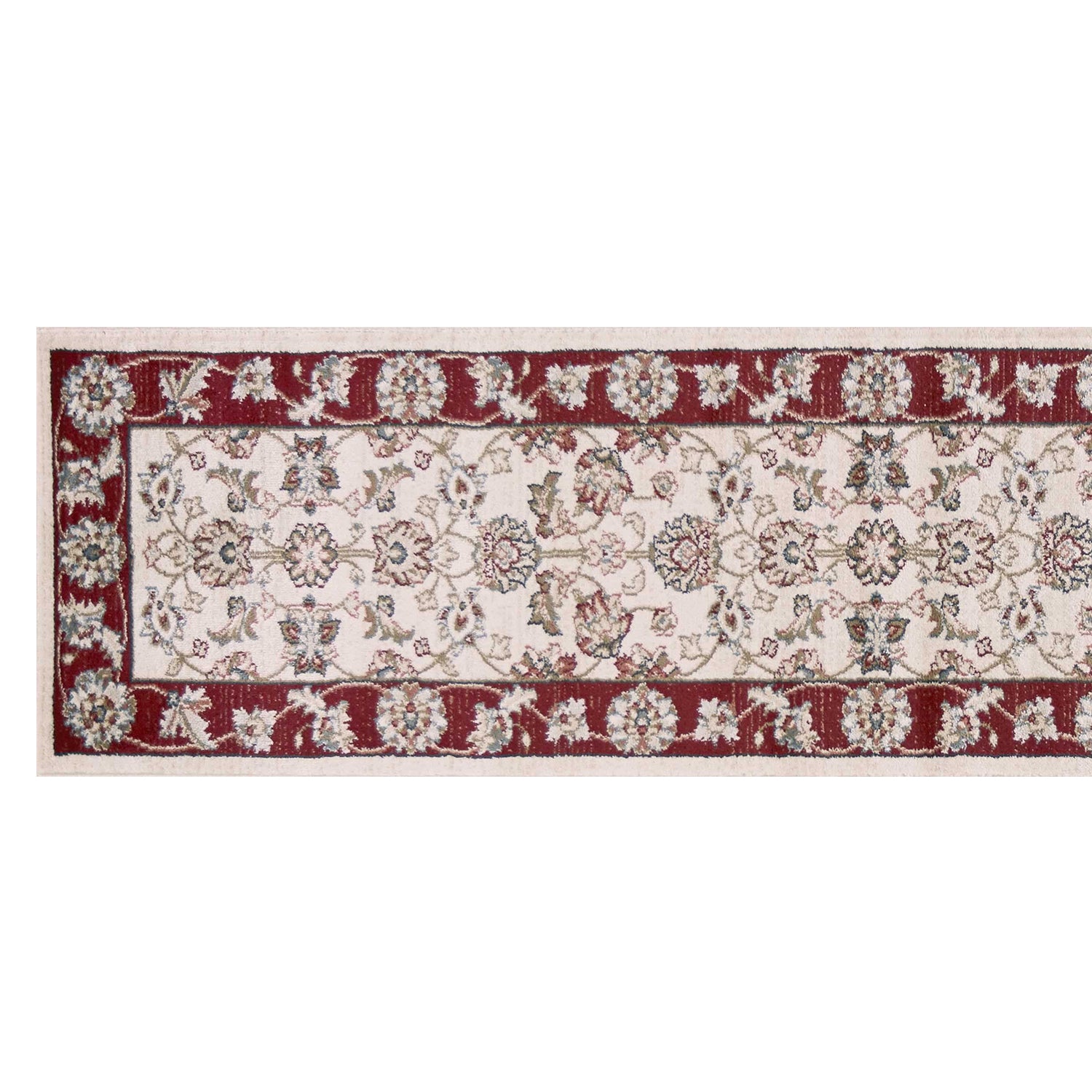2' x 7' Runner Polypropylene Ivory or Red Area Rug