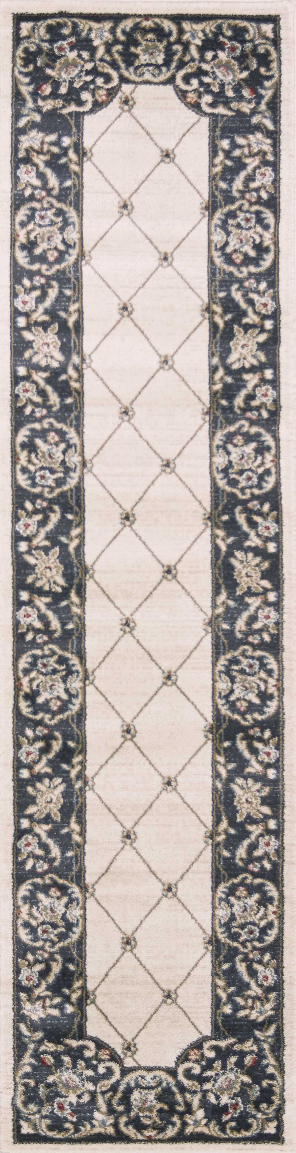 2' x 7' Runner Polypropylene Ivory or Grey Area Rug