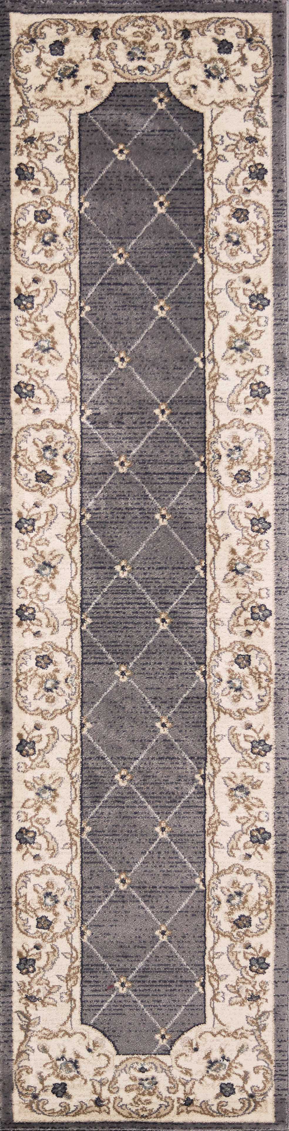 2' x 7' Runner Polypropylene Grey or Ivory Area Rug