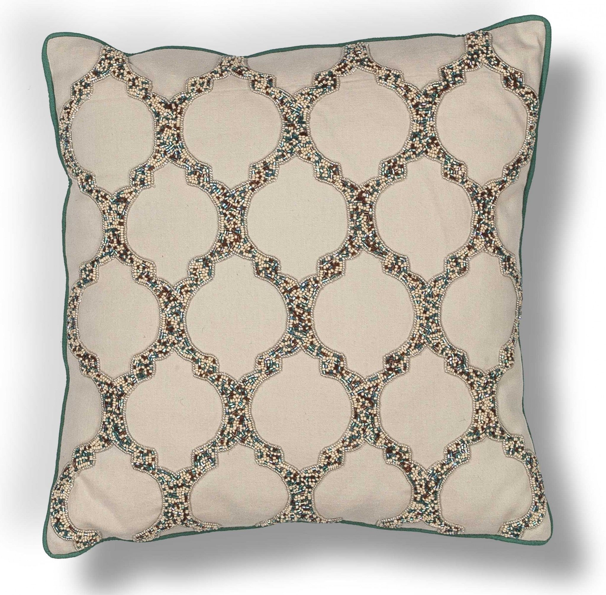 Exotic Square Beaded Quatrefoil Pillow