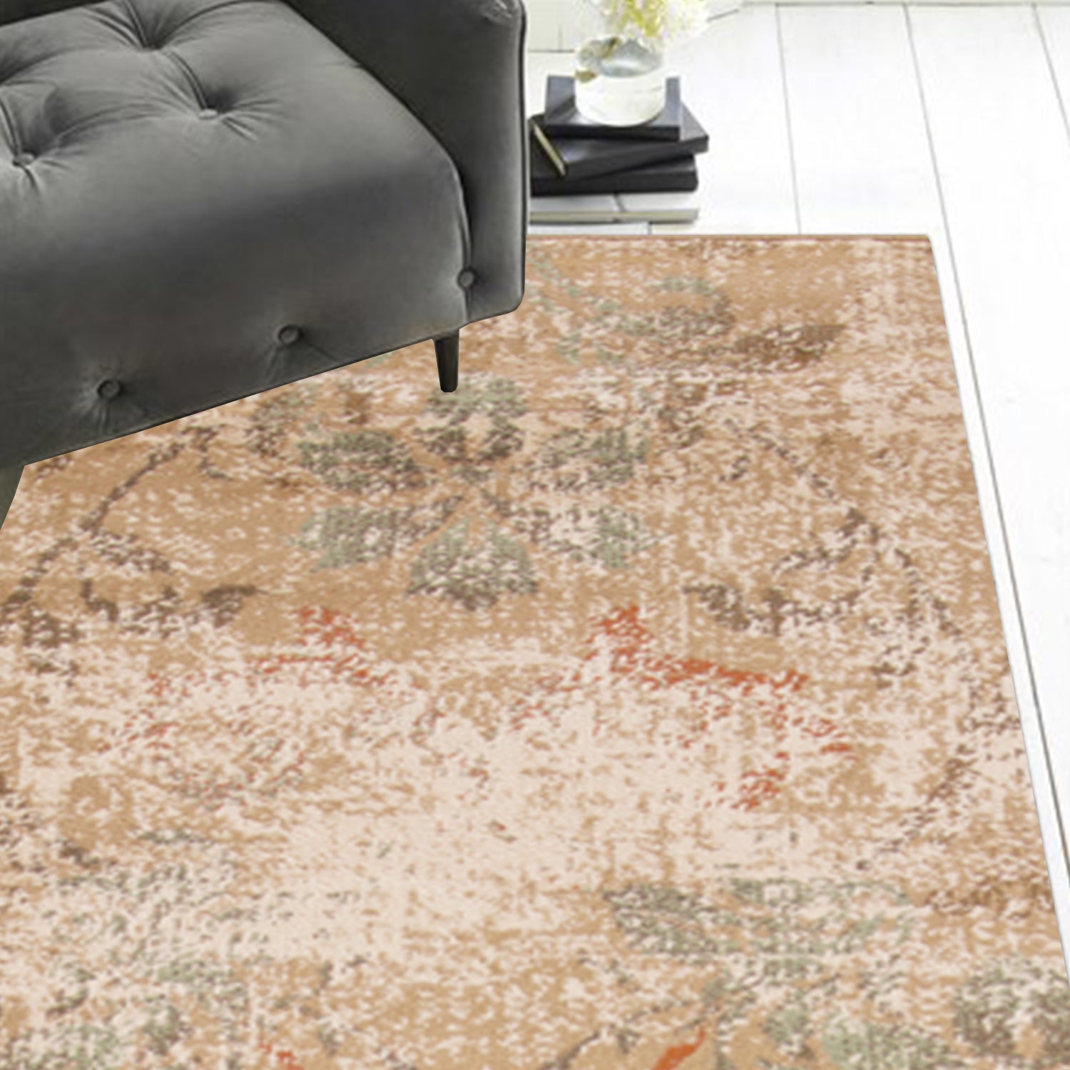 2' x 7' Runner Polypropylene Champagne Area Rug