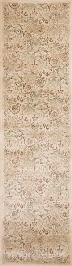 2' x 7' Runner Polypropylene Ivory Area Rug