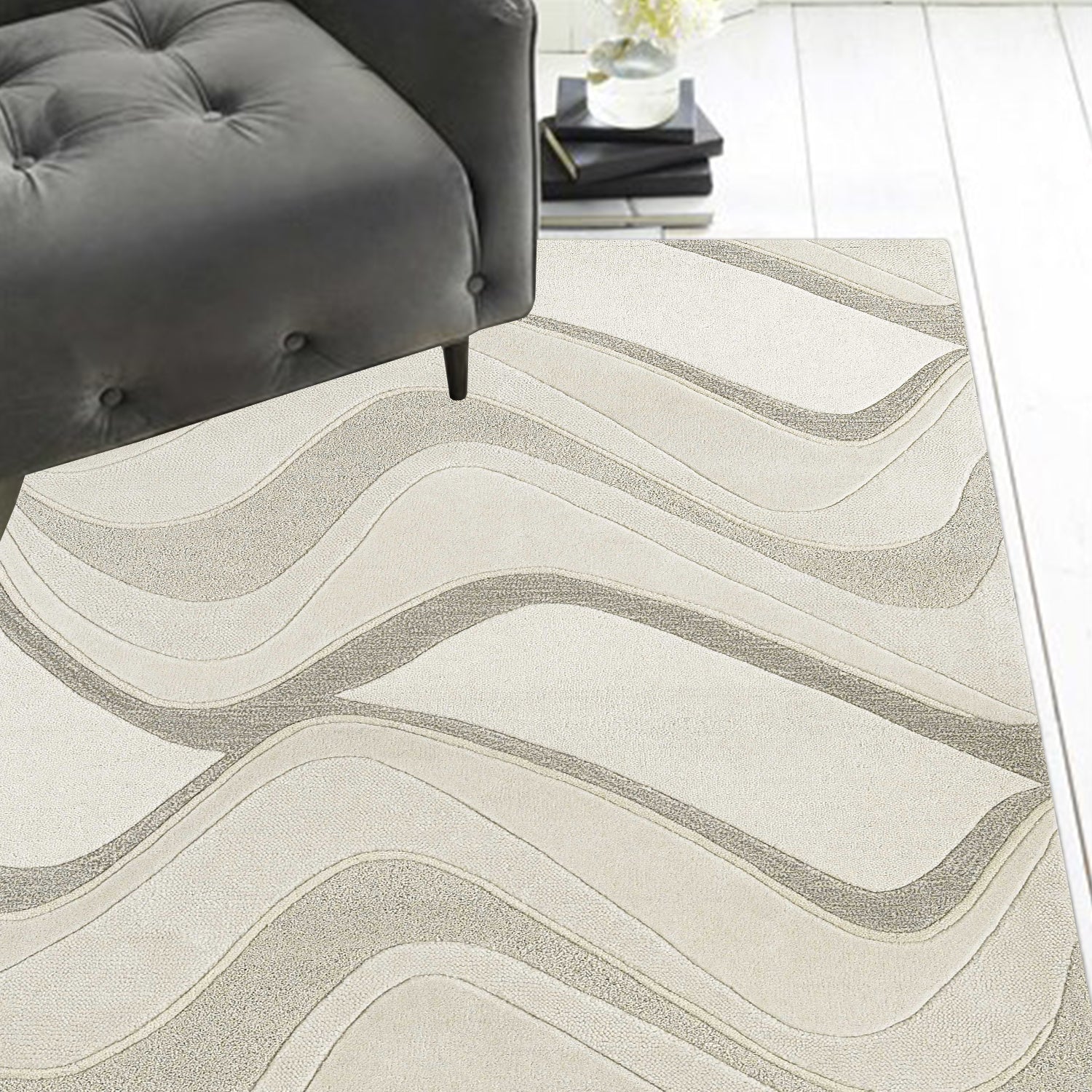 27" X 45" Wool Ivory  Area Rug