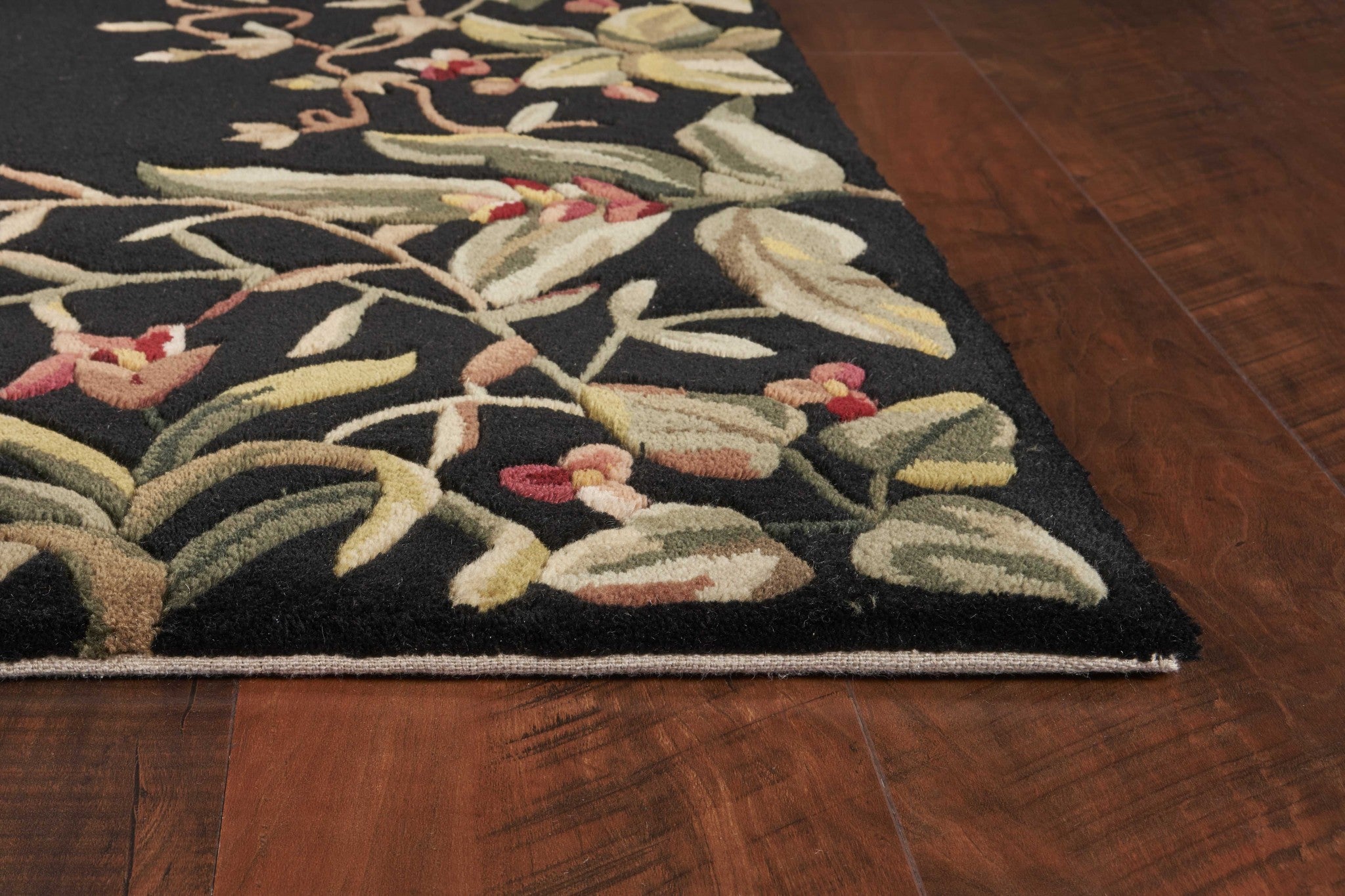 2' x 3' Wool Black Area Rug