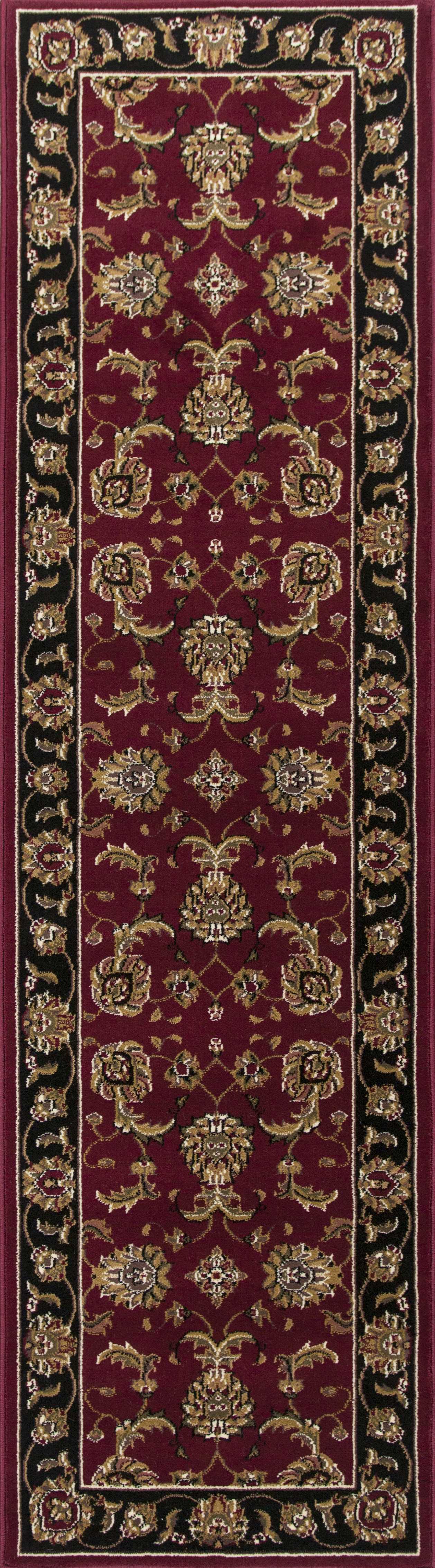 2' x 7' Runner Polypropylene Red or Black Area Rug