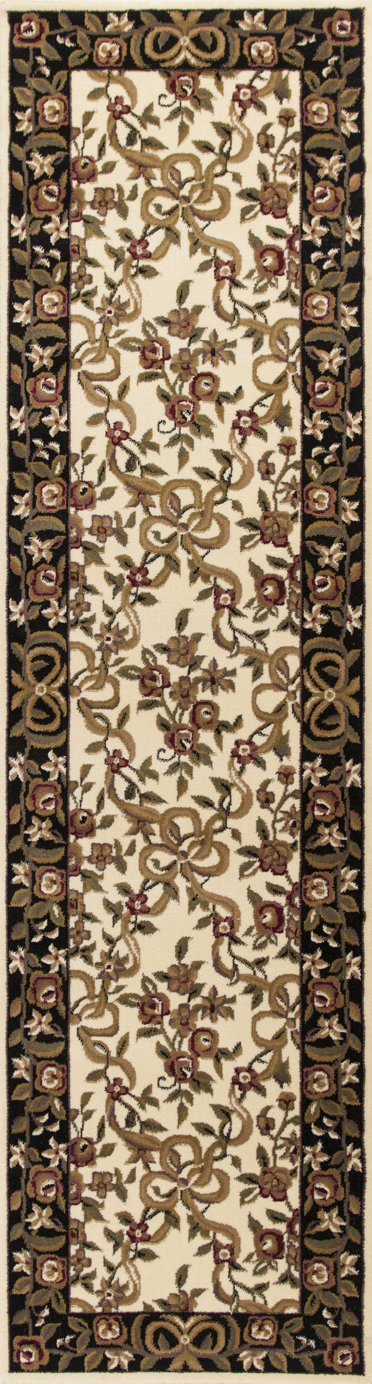 2' x 7' Runner Polypropylene Ivory or Black Area Rug