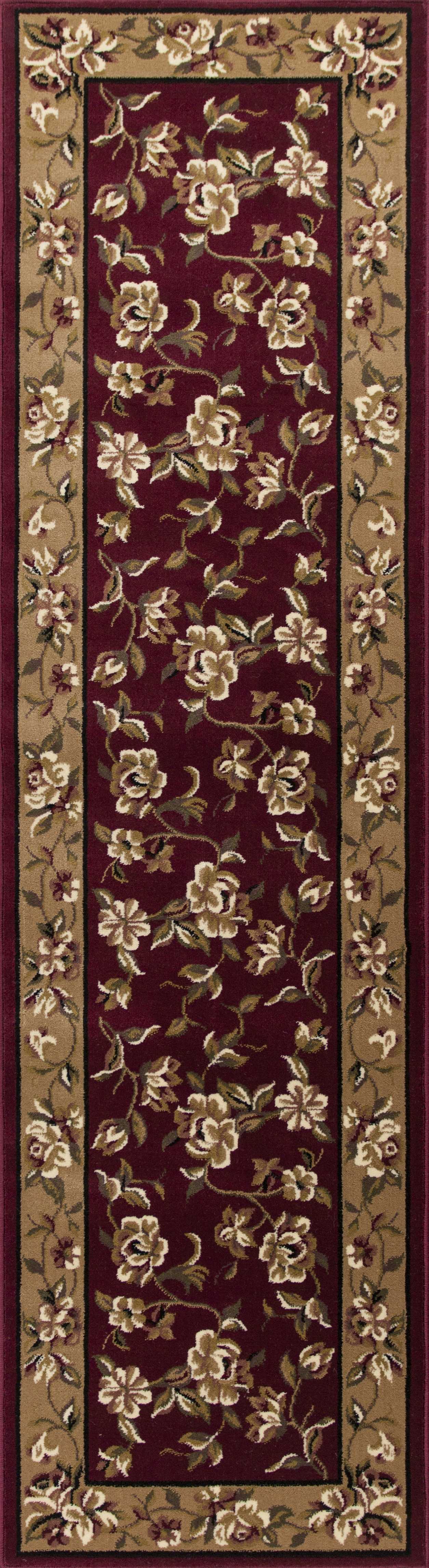 2' x 7' Runner Polypropylene Red or Beige Area Rug