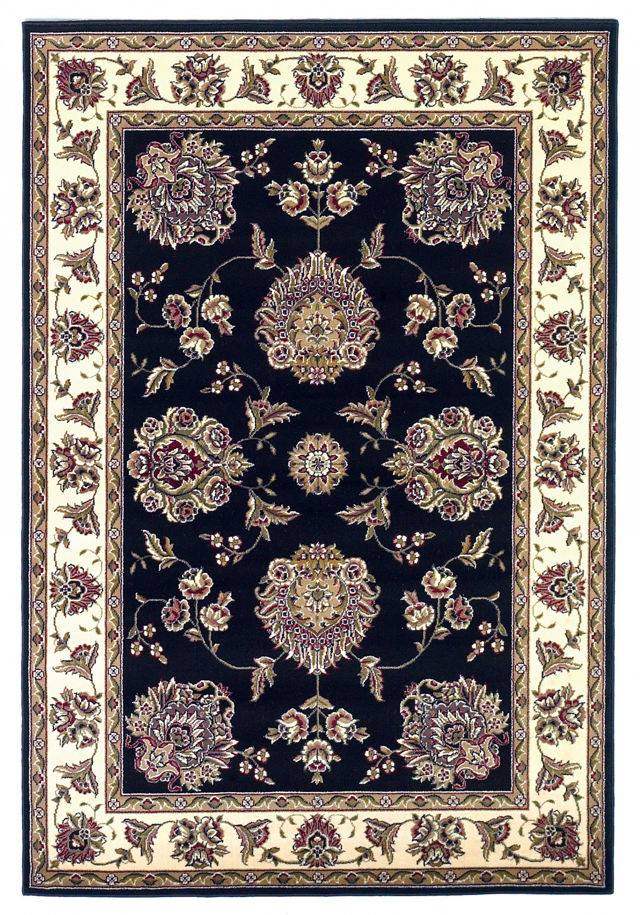 2' x 7' Runner Polypropylene Black or Ivory Area Rug