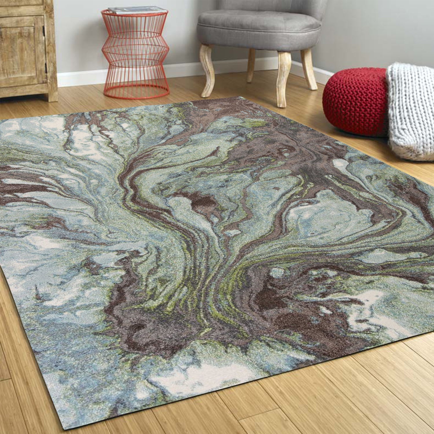 3' x 5' Polypropylene Seafoam Area Rug