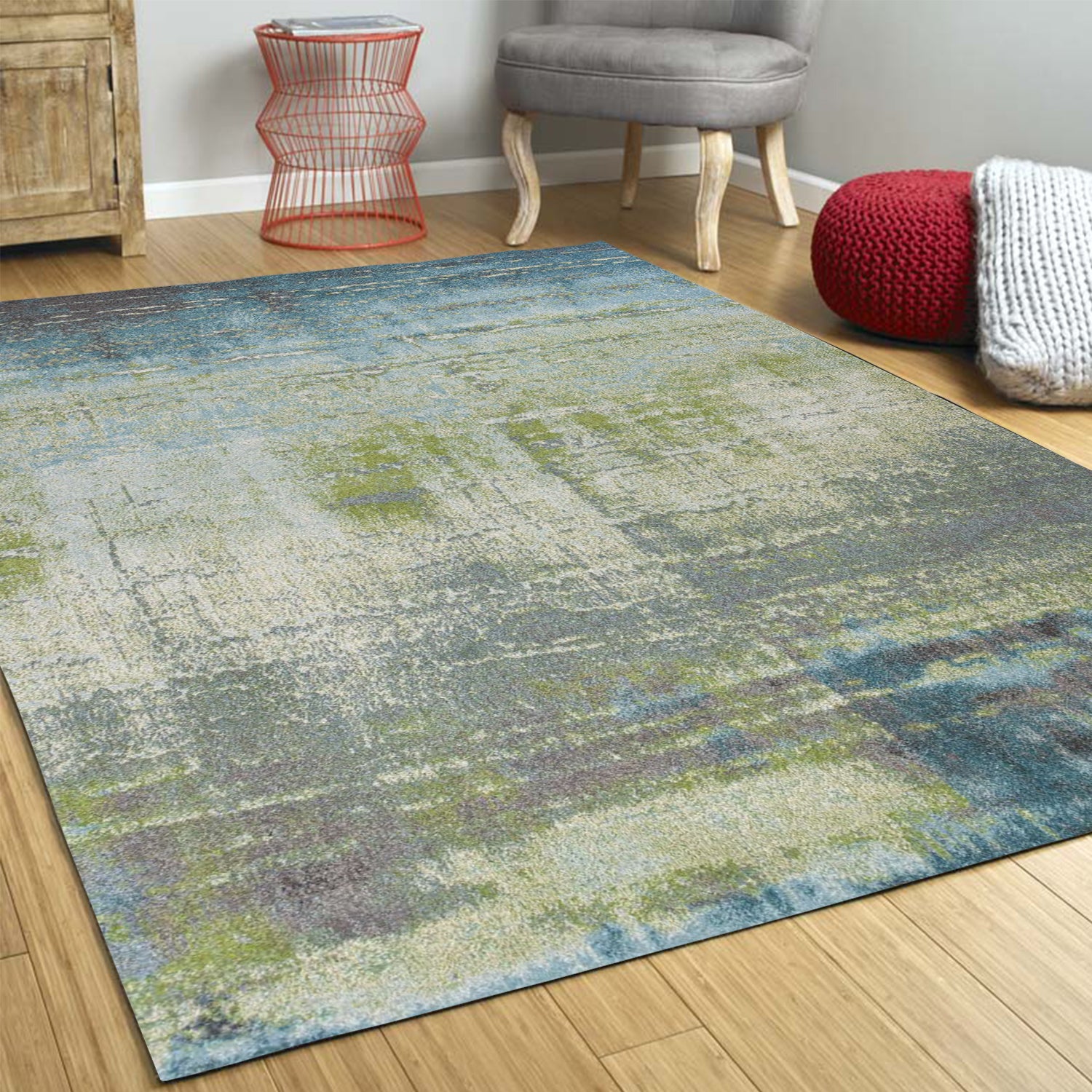3' x 5' Polypropylene Blue or Green Area Rug