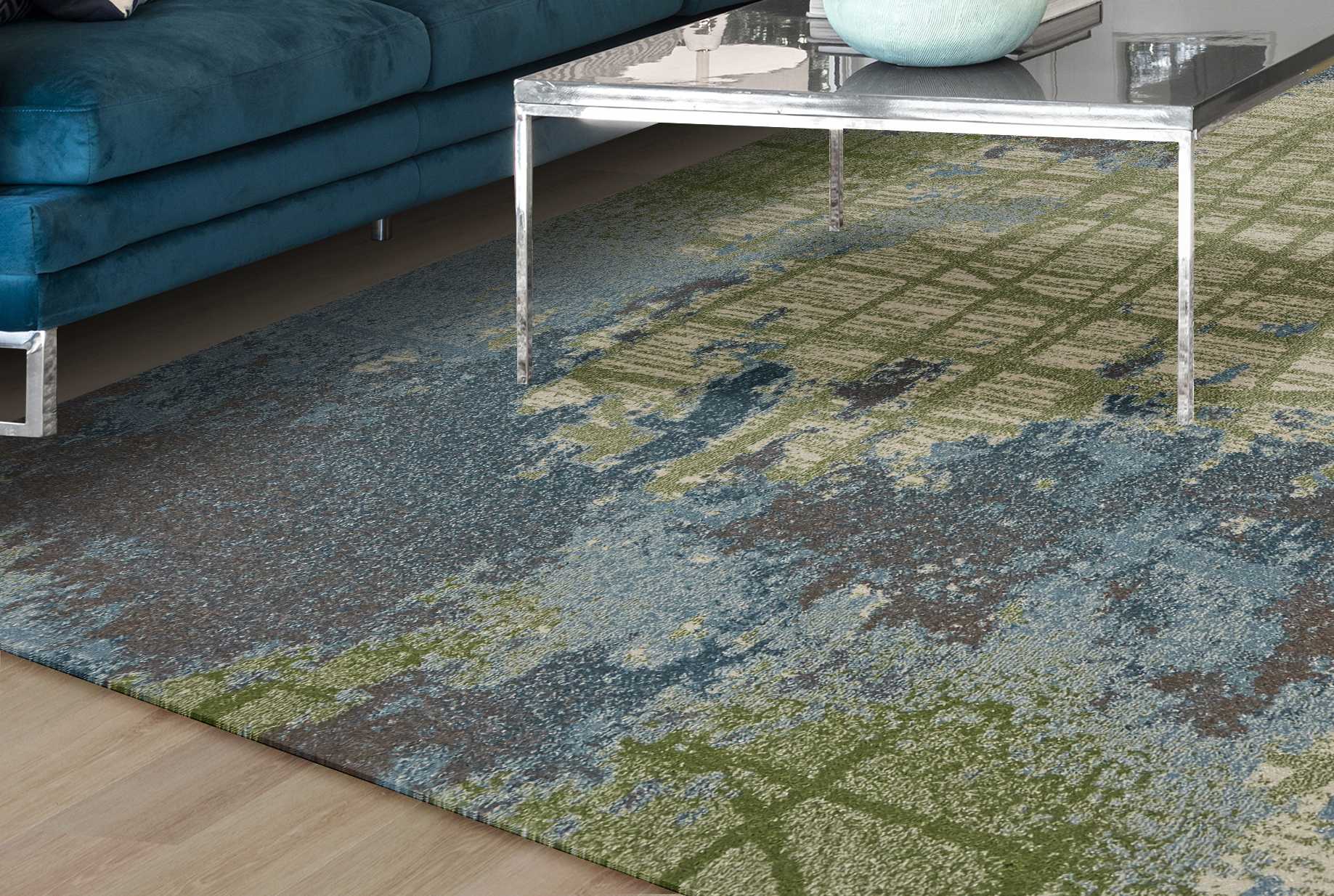 3' x 5' Polypropylene Green or Blue Area Rug