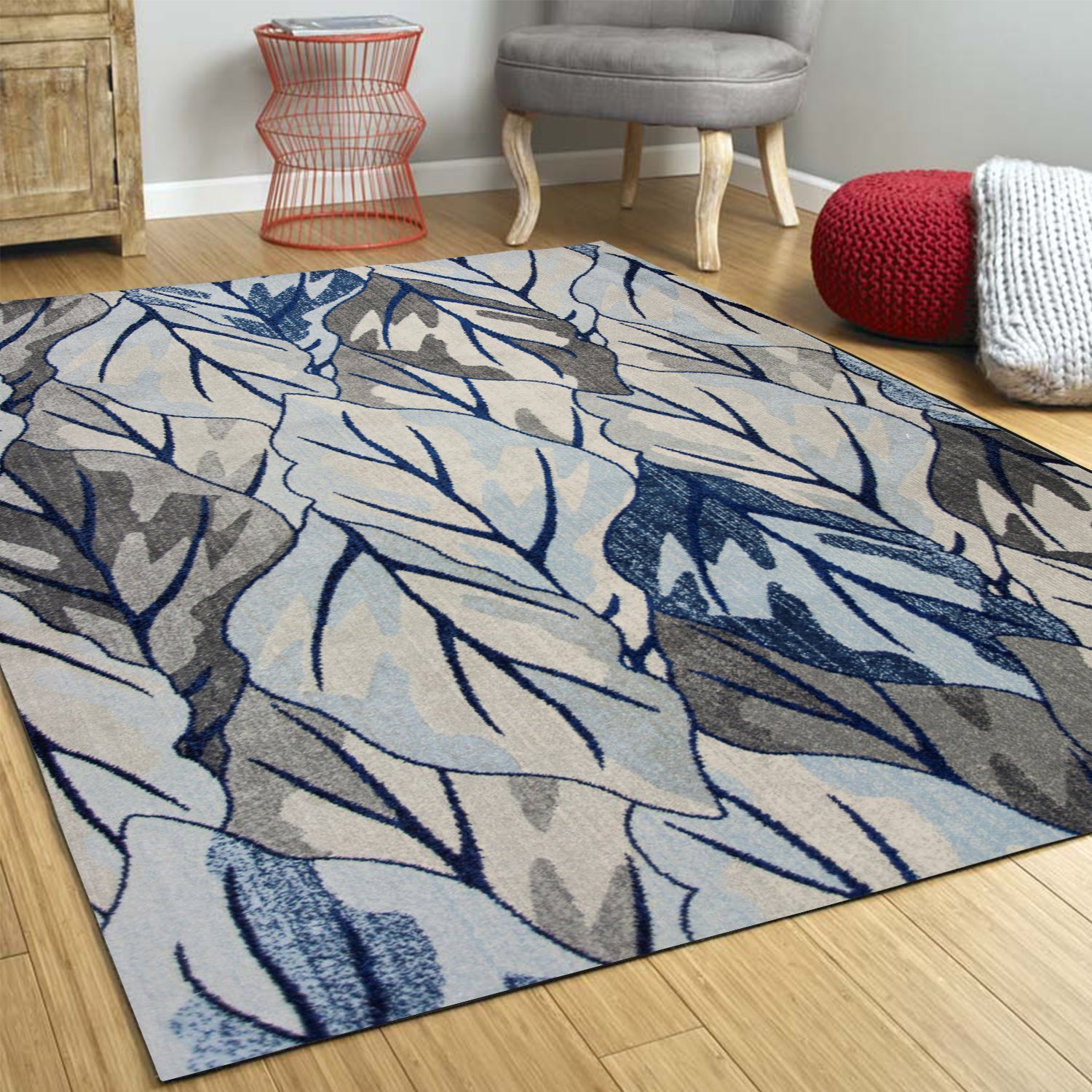 3' x 5' Polypropylene Grey or Navy Area Rug