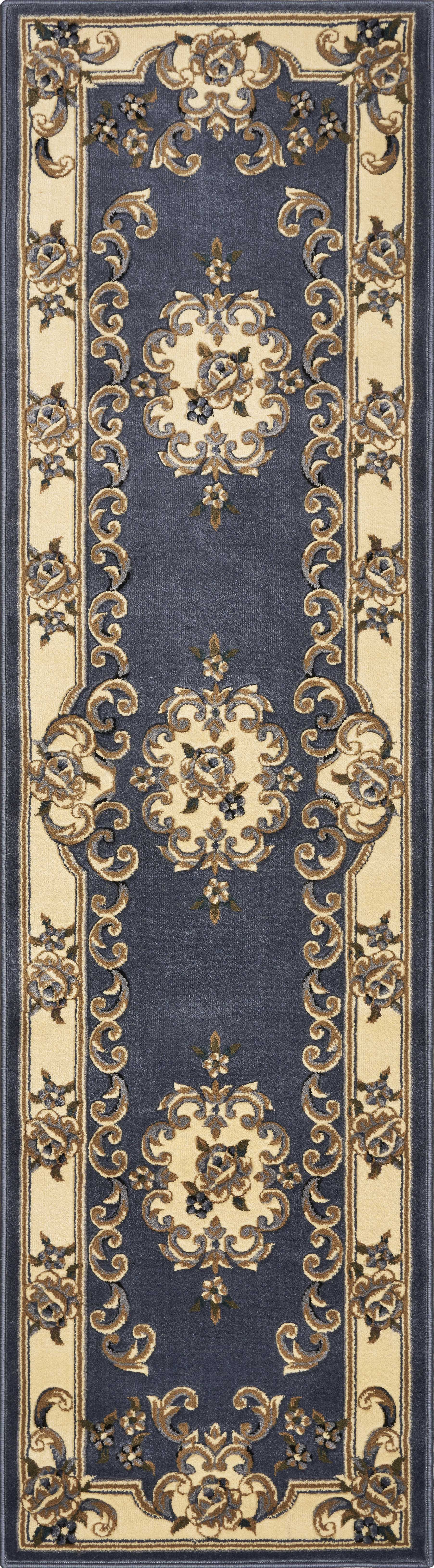 2' x 7' Runner Polypropylene Blue Area Rug